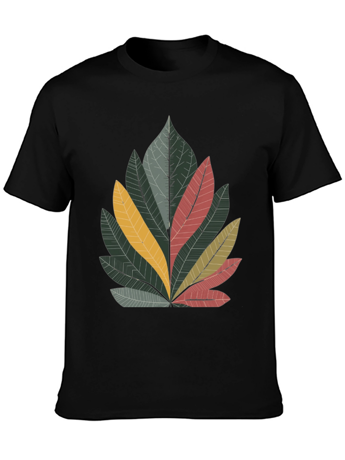 Leaf Graphic Print Crew Neck Tee