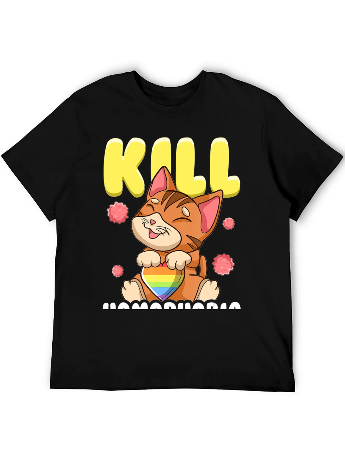 Kill Homophobia Cat Graphic T-Shirt