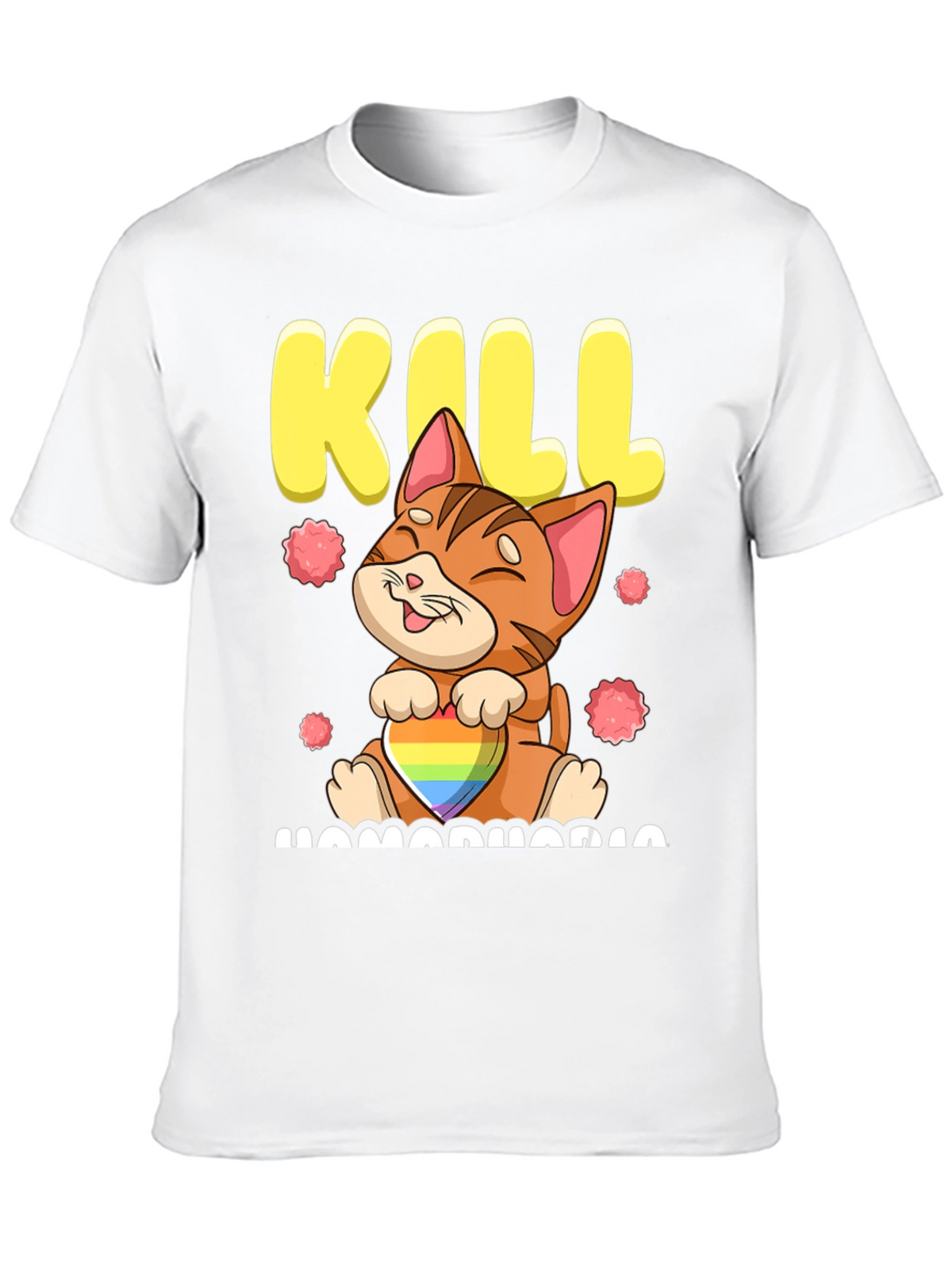 Kill Homophobia Cat Graphic T-Shirt