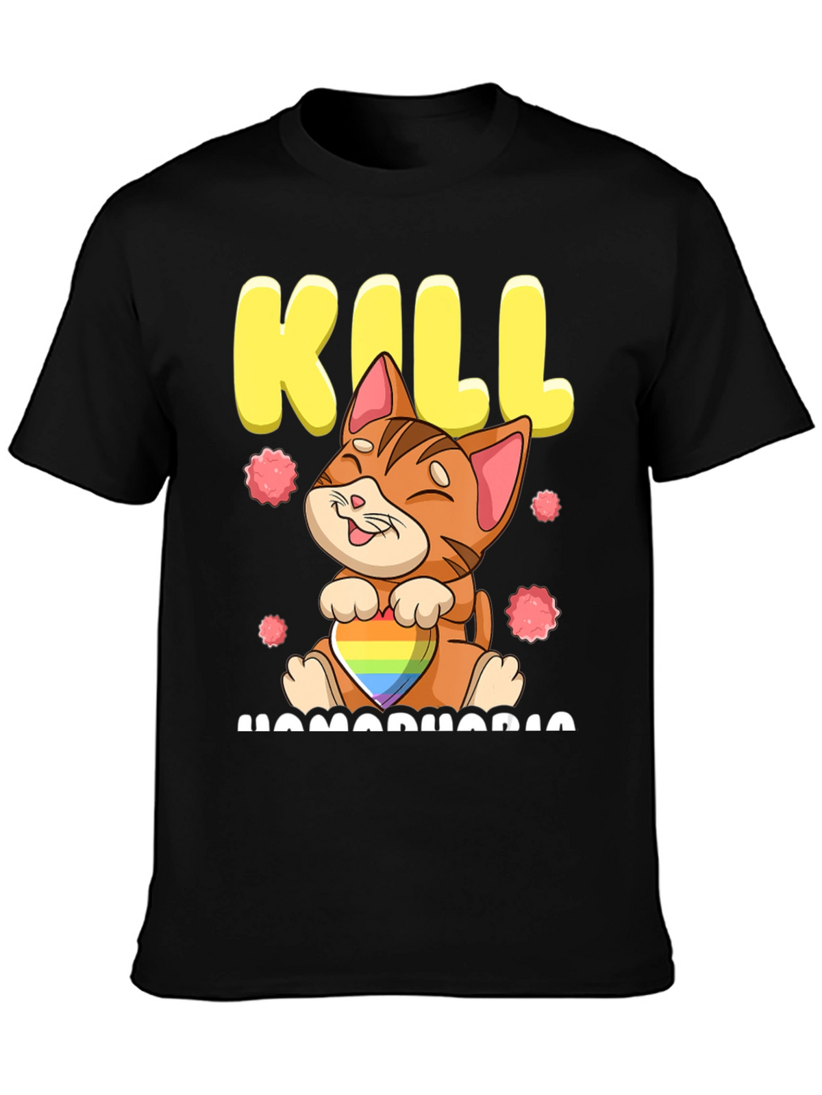 Kill Homophobia Cat Graphic T-Shirt
