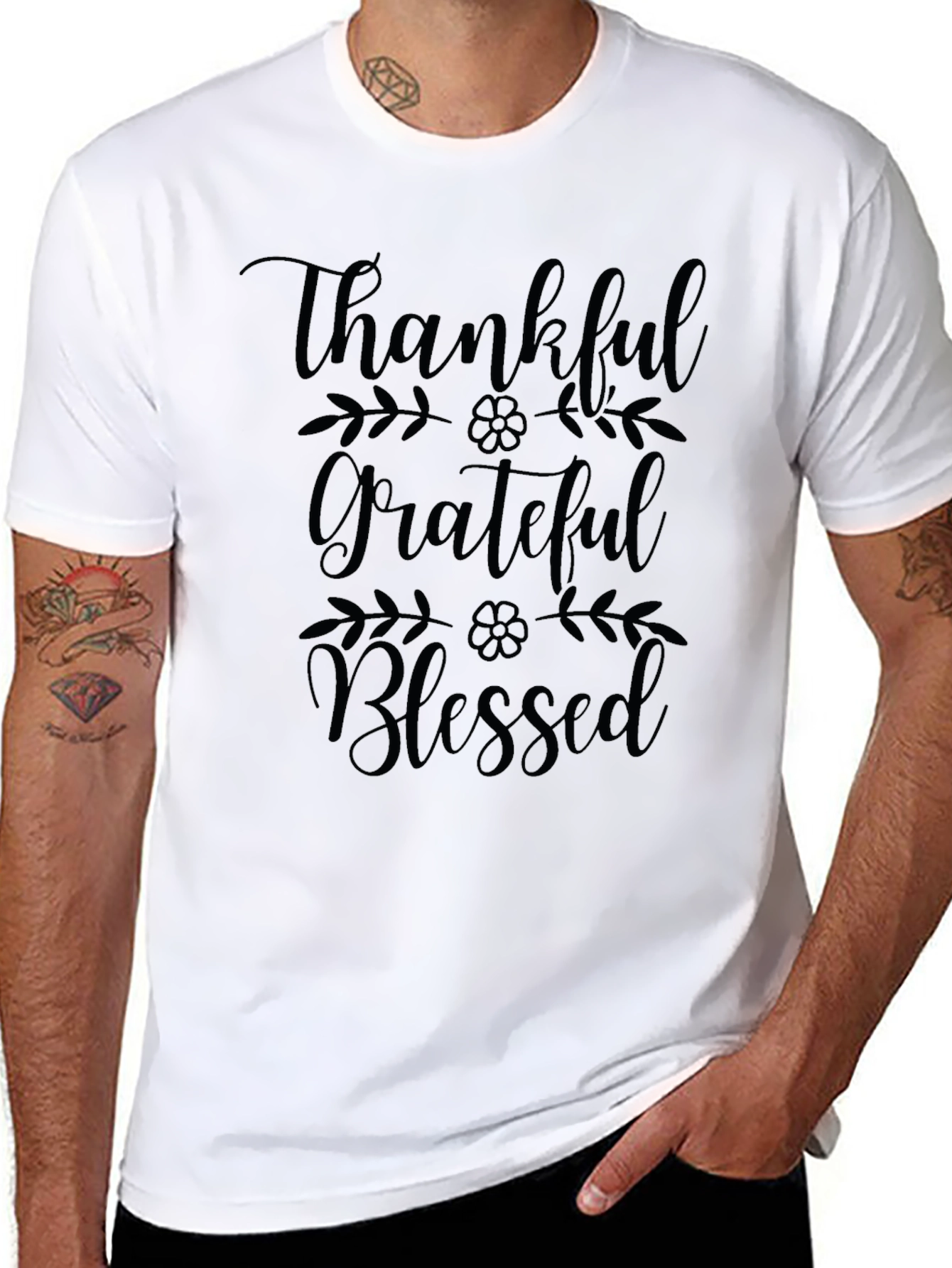 Thankful Grateful Blessed Graphic T-Shirt