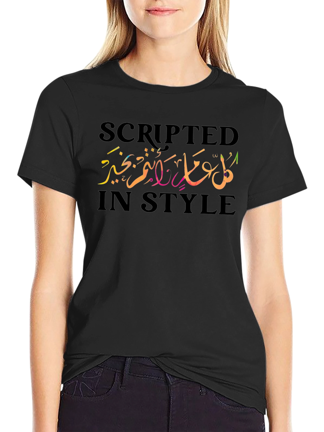 Scripted in Style Graphic Tee - Black