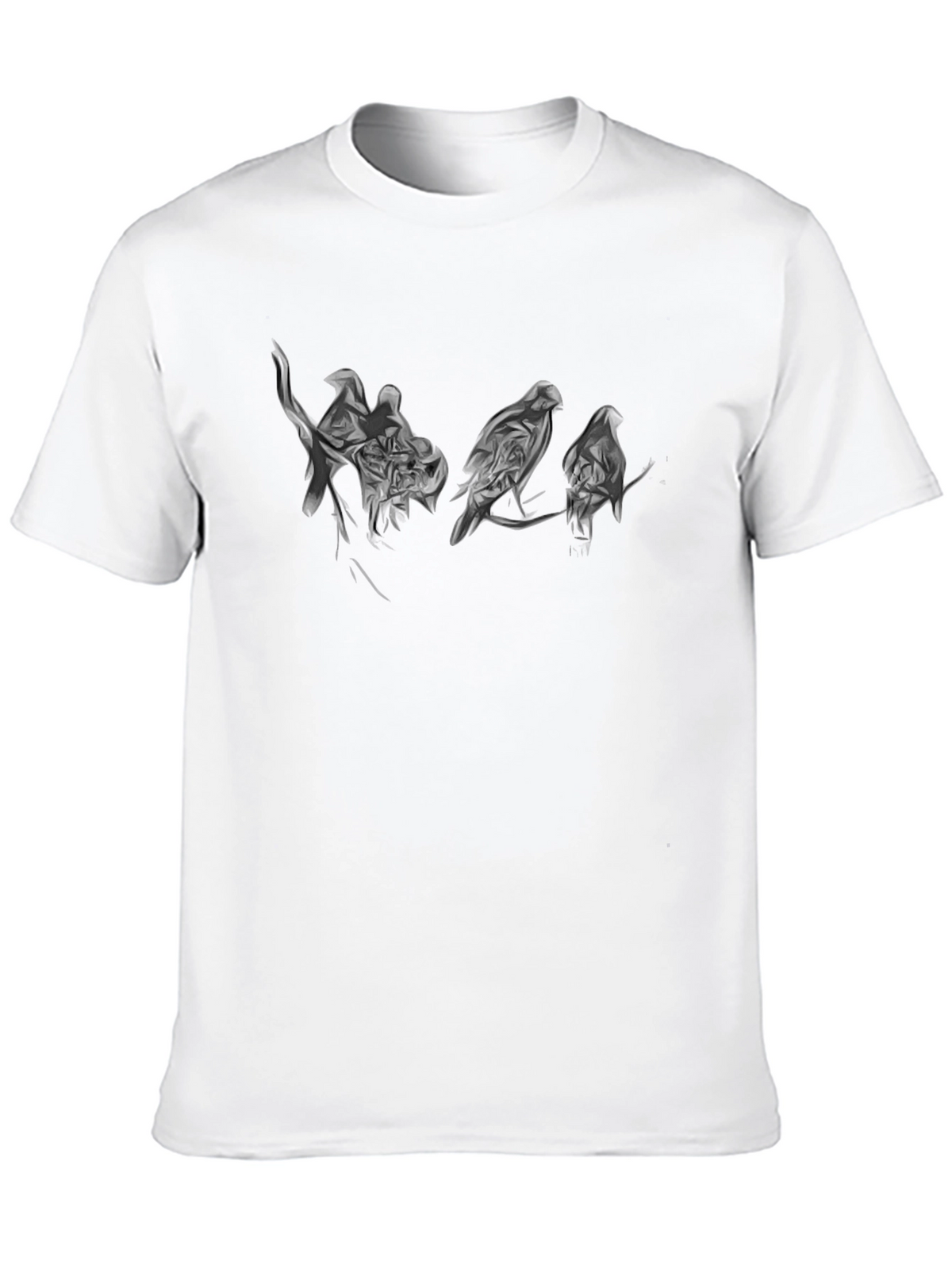 Mens Black T-Shirt with Bird Silhouette Design