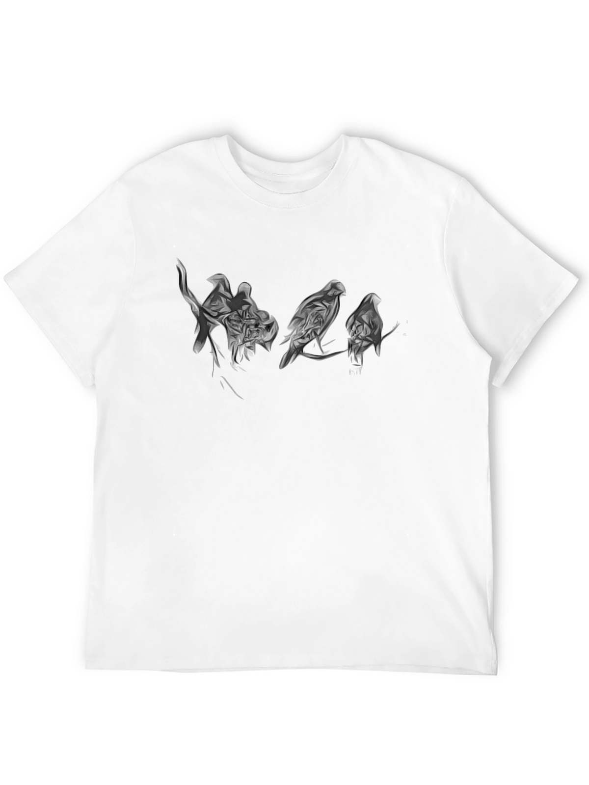 Mens Black T-Shirt with Bird Silhouette Design