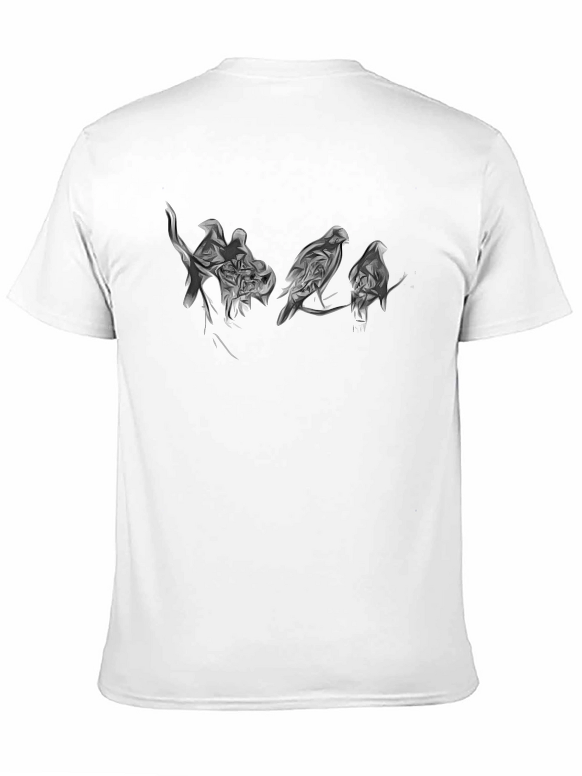 Mens Black T-Shirt with Bird Silhouette Design