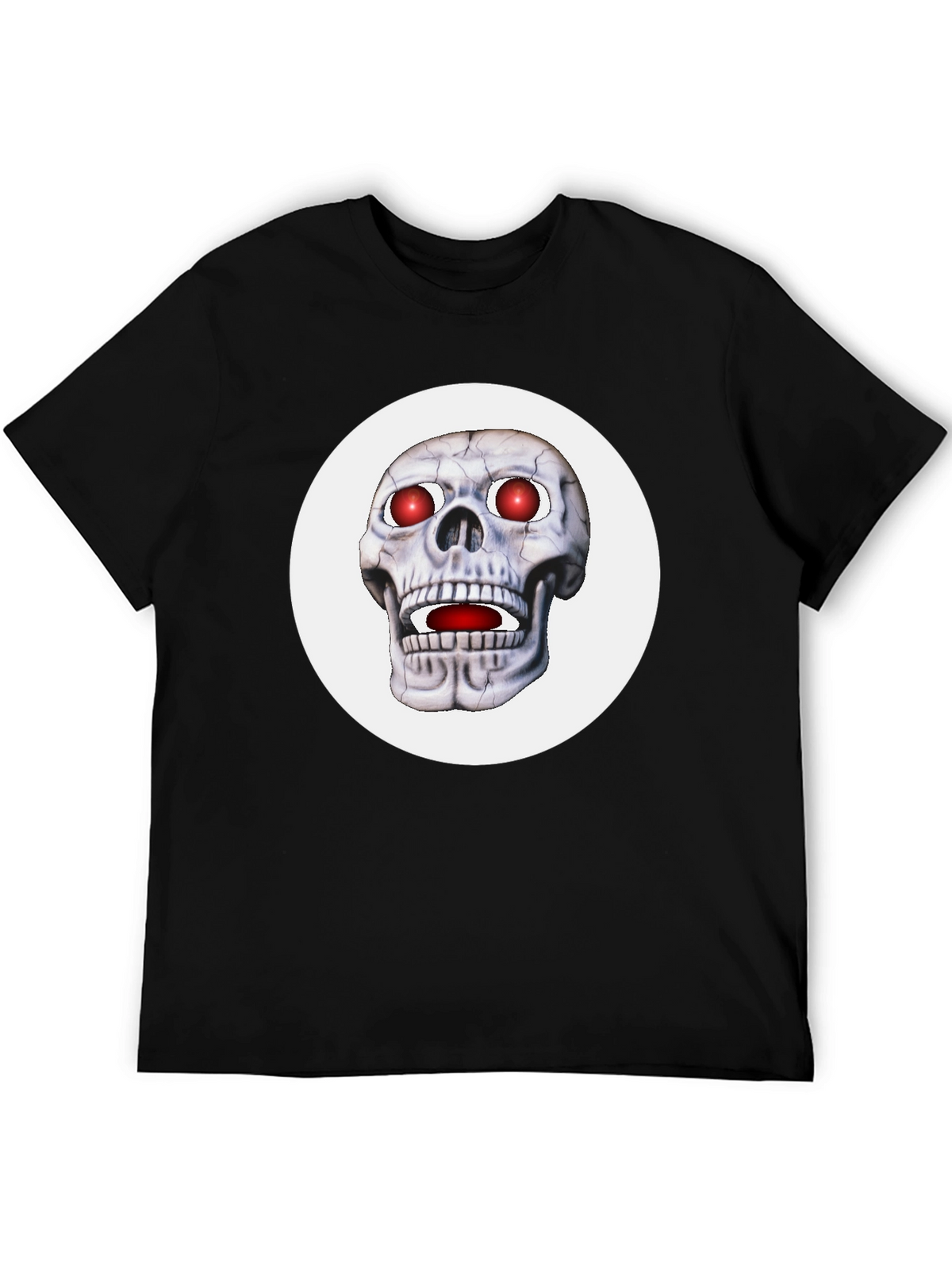 Mens Black T-Shirt with Glowing Skull Design