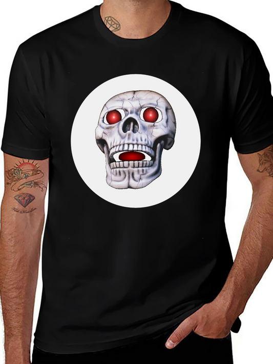 Mens Black T-Shirt with Glowing Skull Design