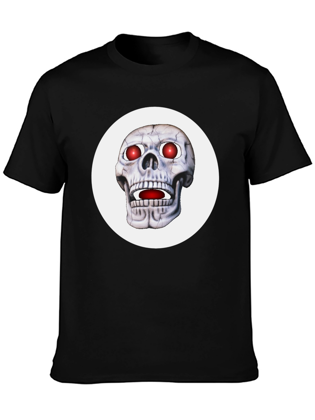 Mens Black T-Shirt with Glowing Skull Design