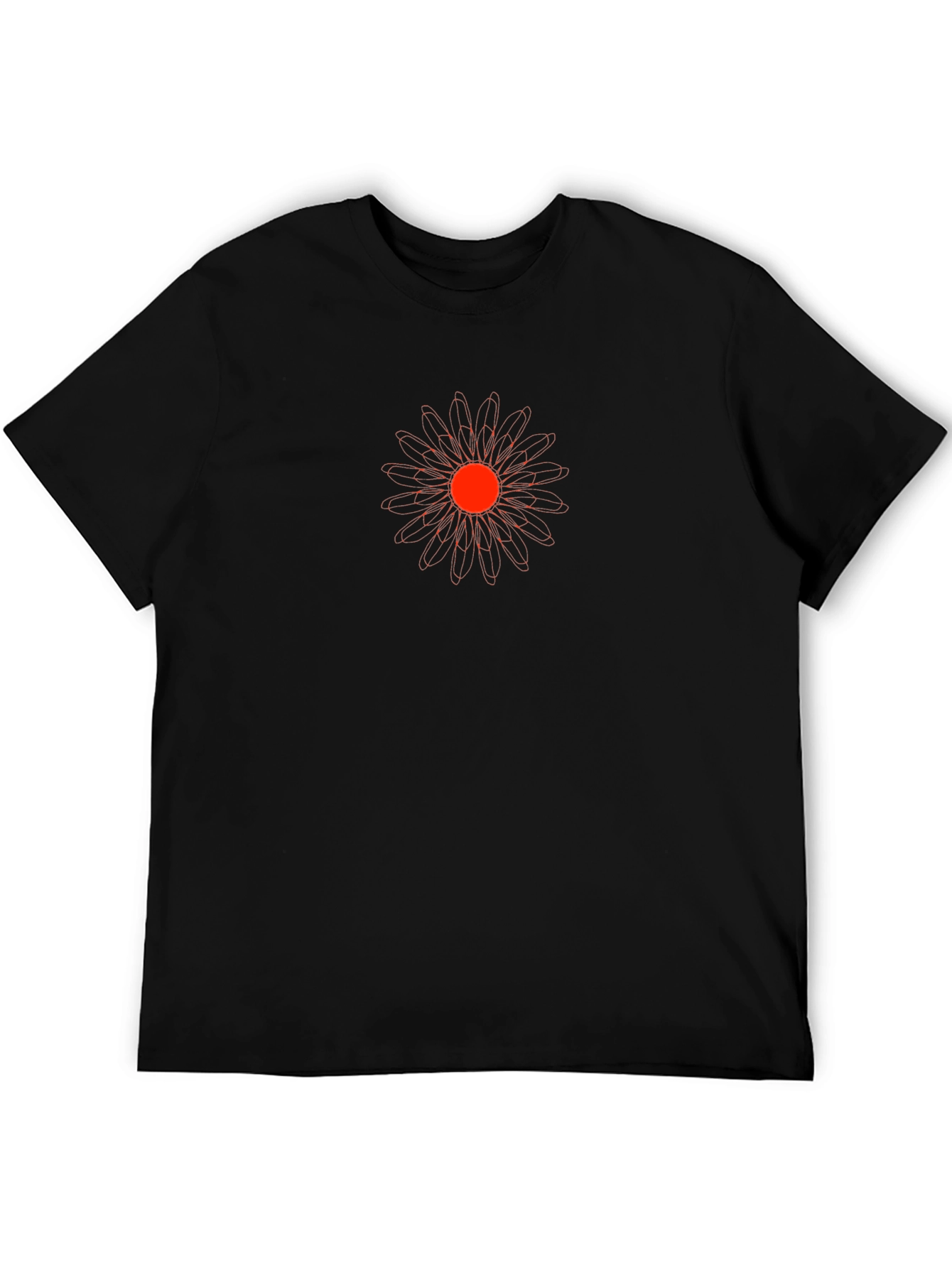 Modern Geometric Flower Graphic Black Tee