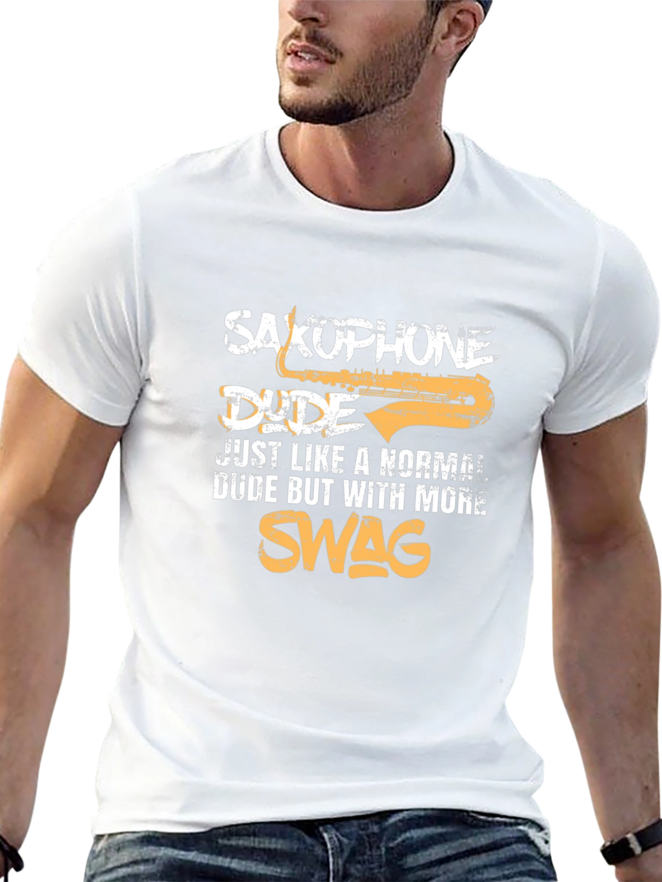Saxophone Dude Graphic T-Shirt - Musician Swag Tee