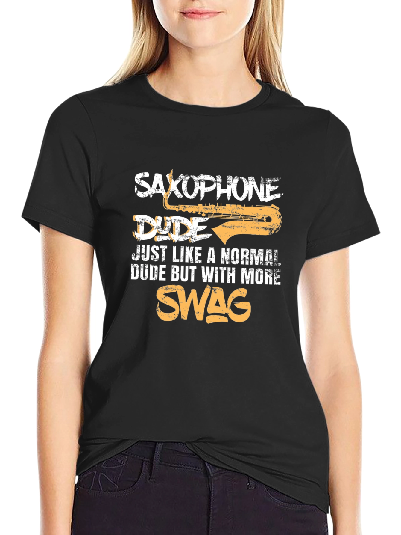 Saxophone Dude Graphic T-Shirt - Musician Swag Tee