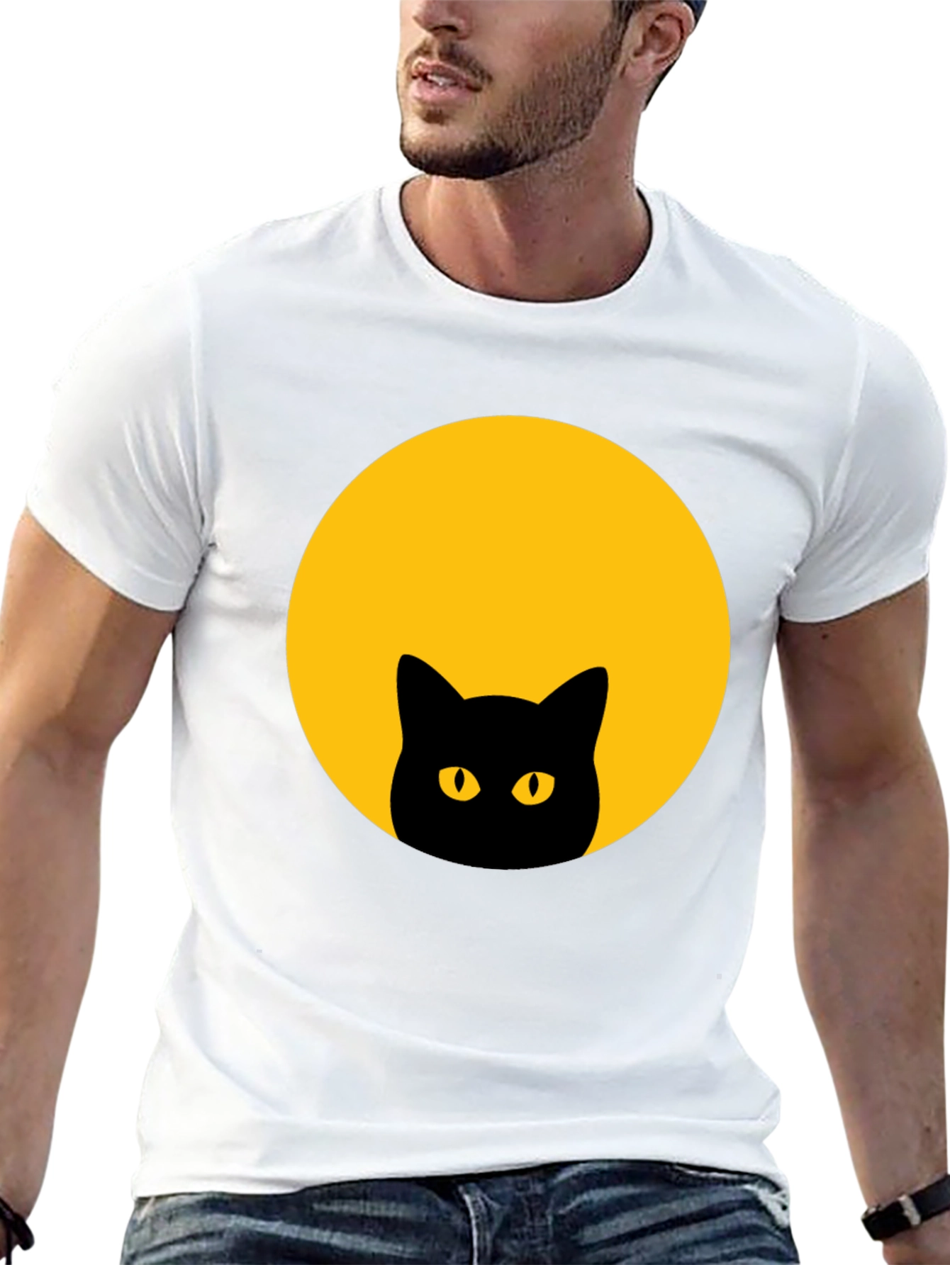 Black Cat Moon Graphic T-Shirt