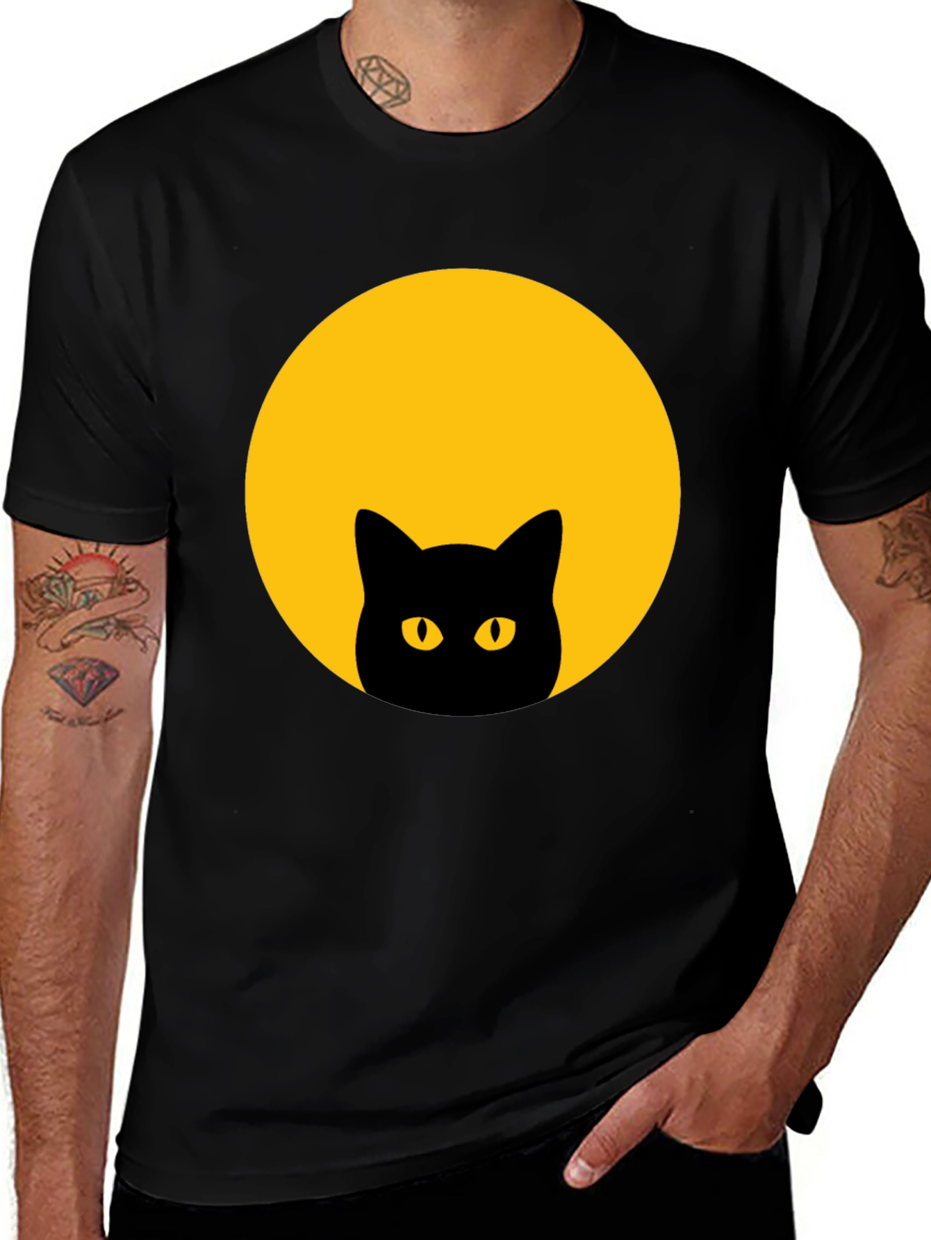 Black Cat Moon Graphic T-Shirt