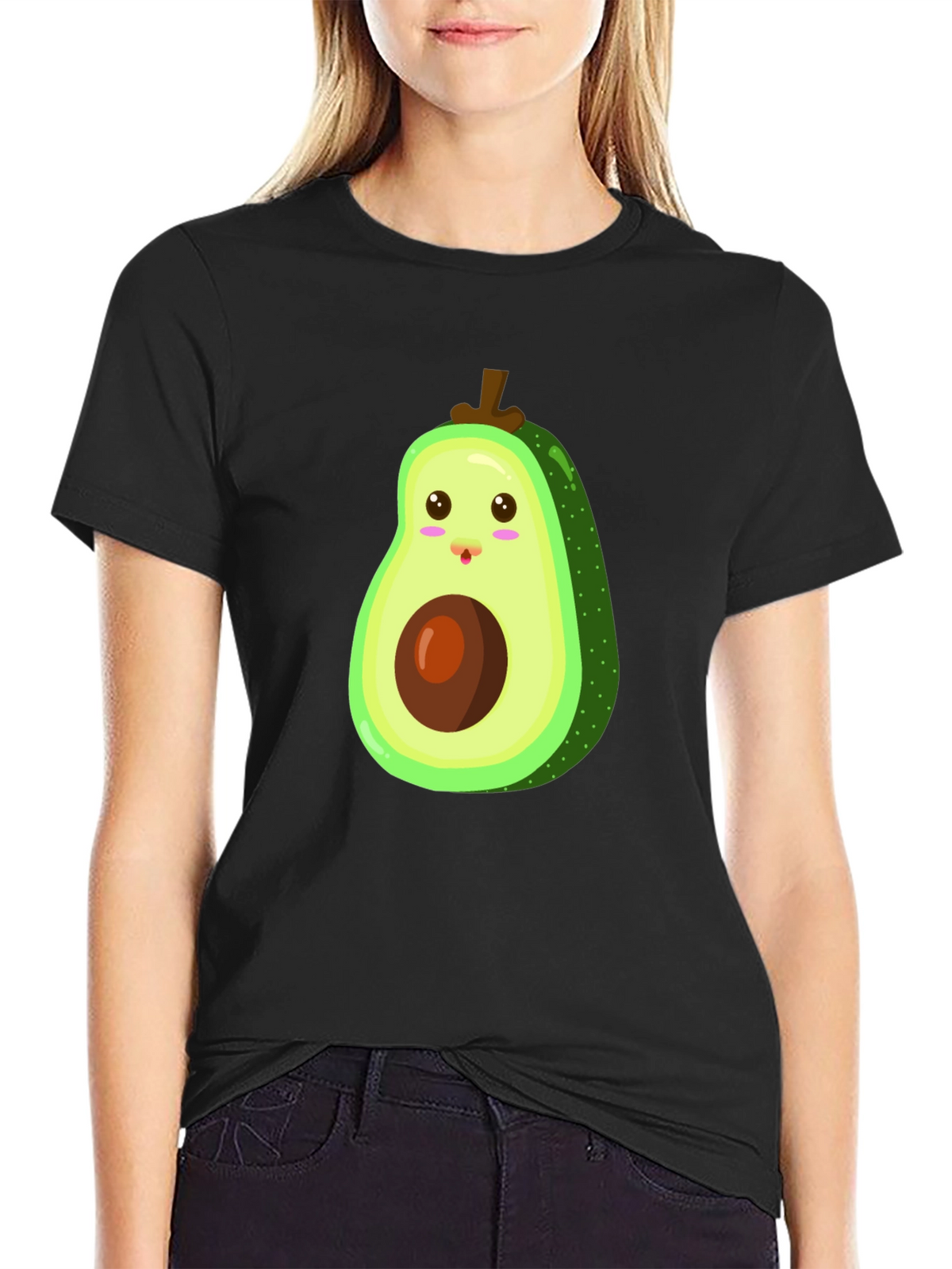 Cute Avocado Graphic Black T-Shirt