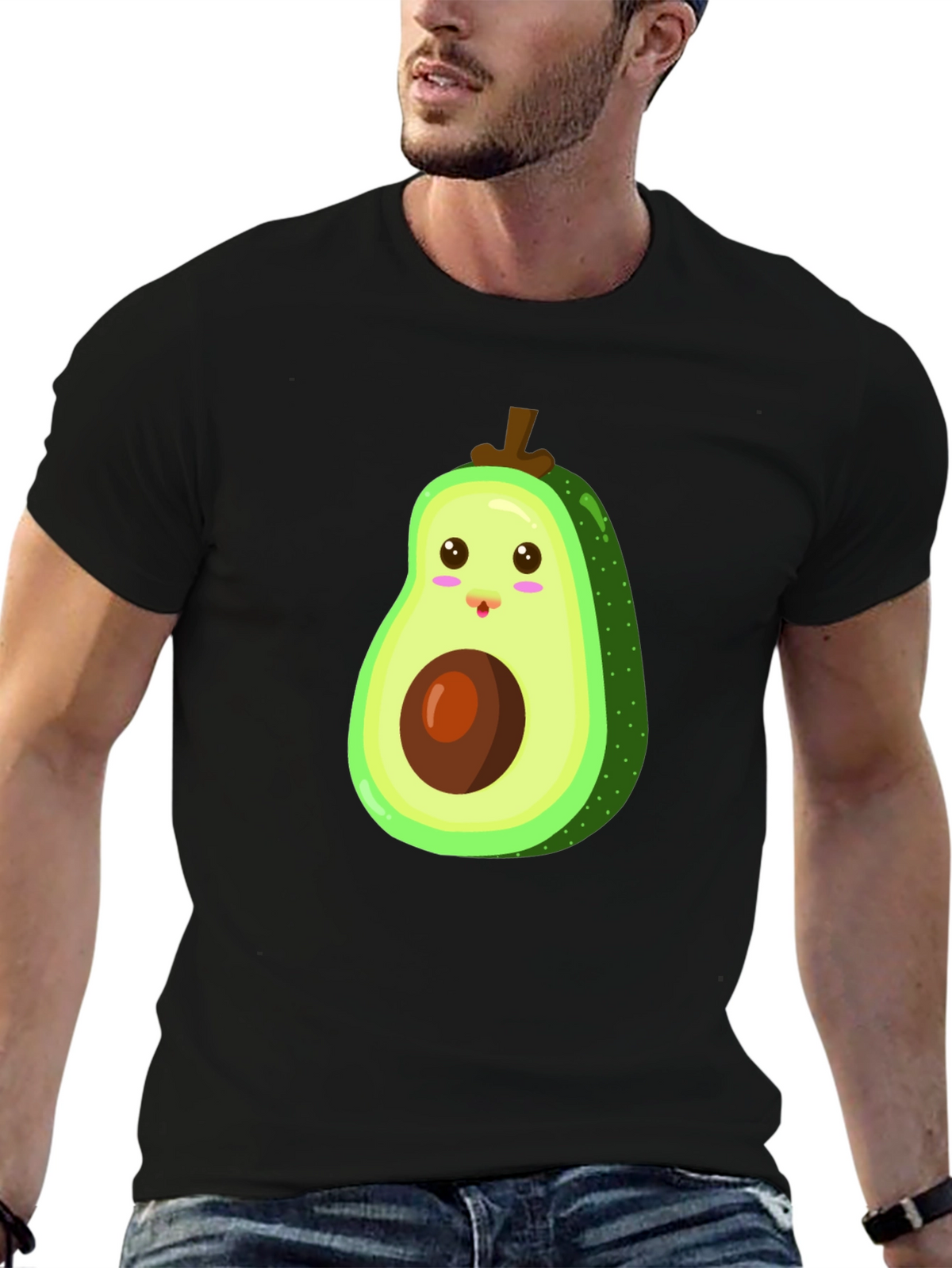 Cute Avocado Graphic Black T-Shirt