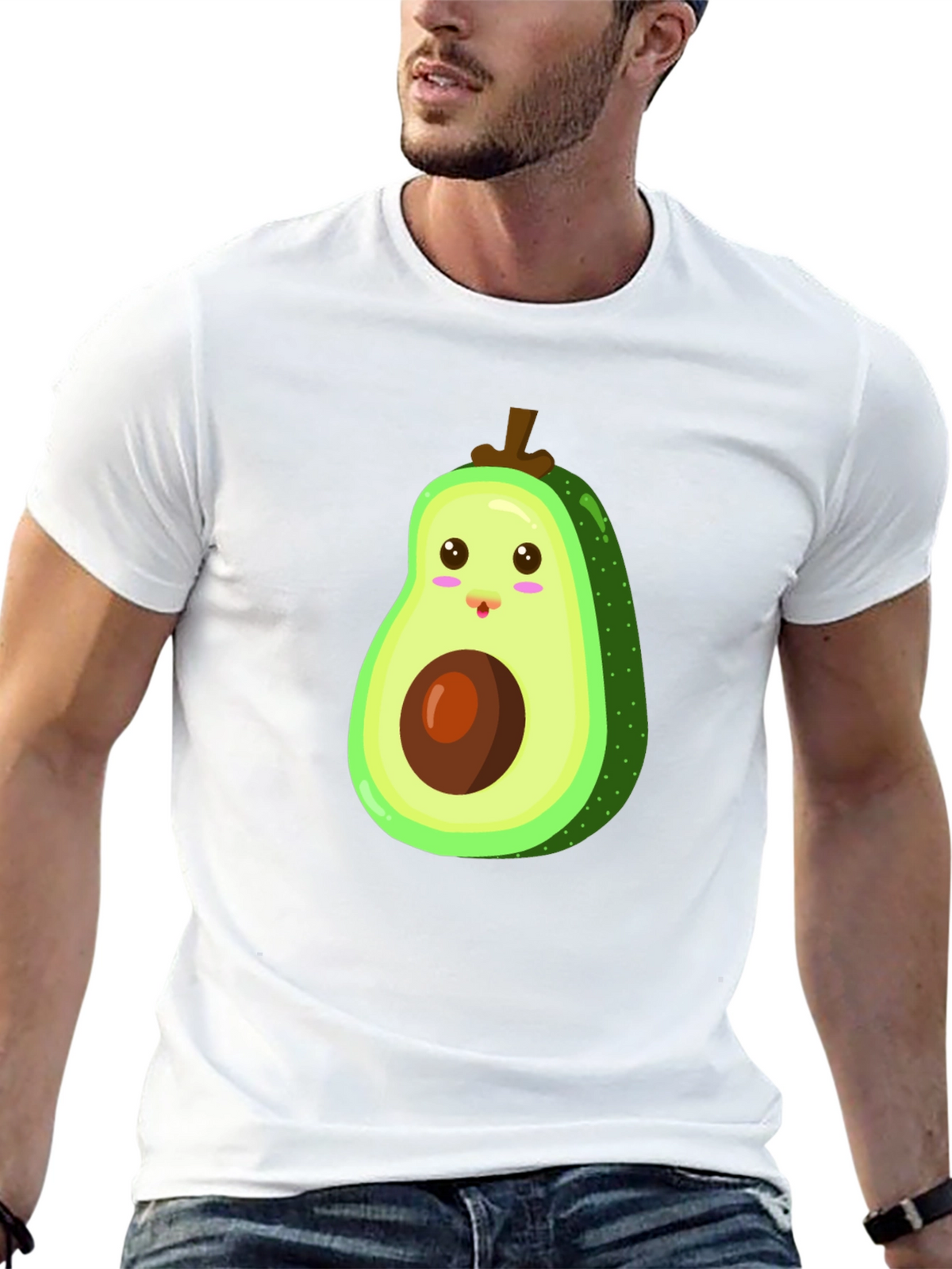 Cute Avocado Graphic Black T-Shirt