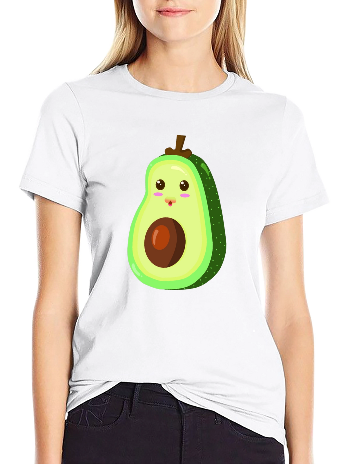 Cute Avocado Graphic Black T-Shirt