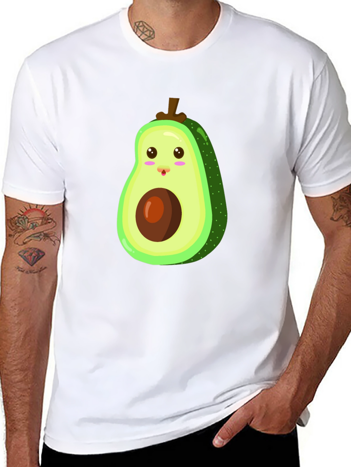 Cute Avocado Graphic Black T-Shirt
