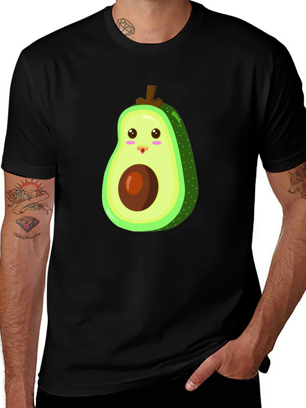 Cute Avocado Graphic Black T-Shirt