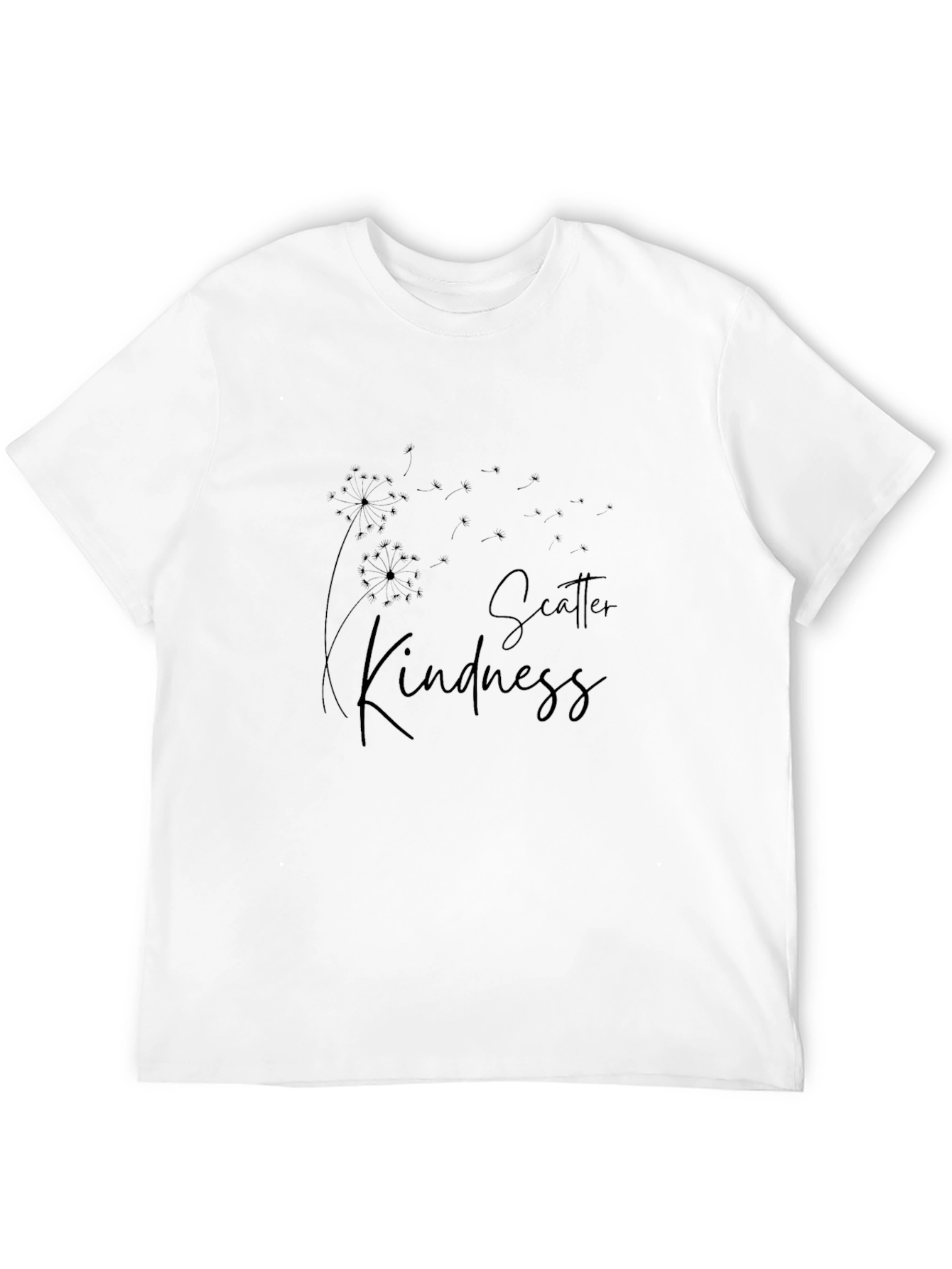 Scatter Kindness Graphic Tee - Black Cotton Casual T-Shirt