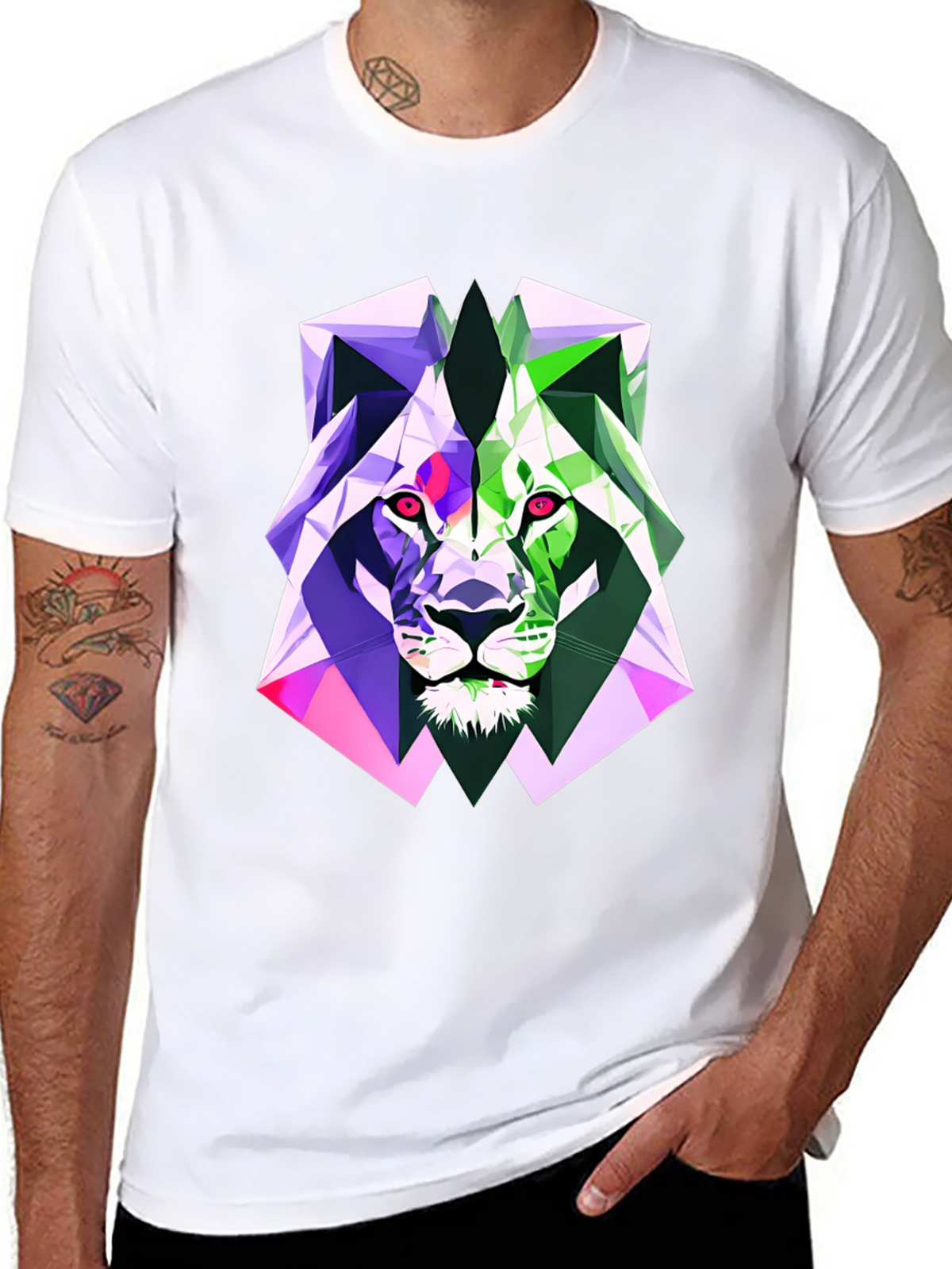 Geometric Lion Graphic Tee - Bold Style