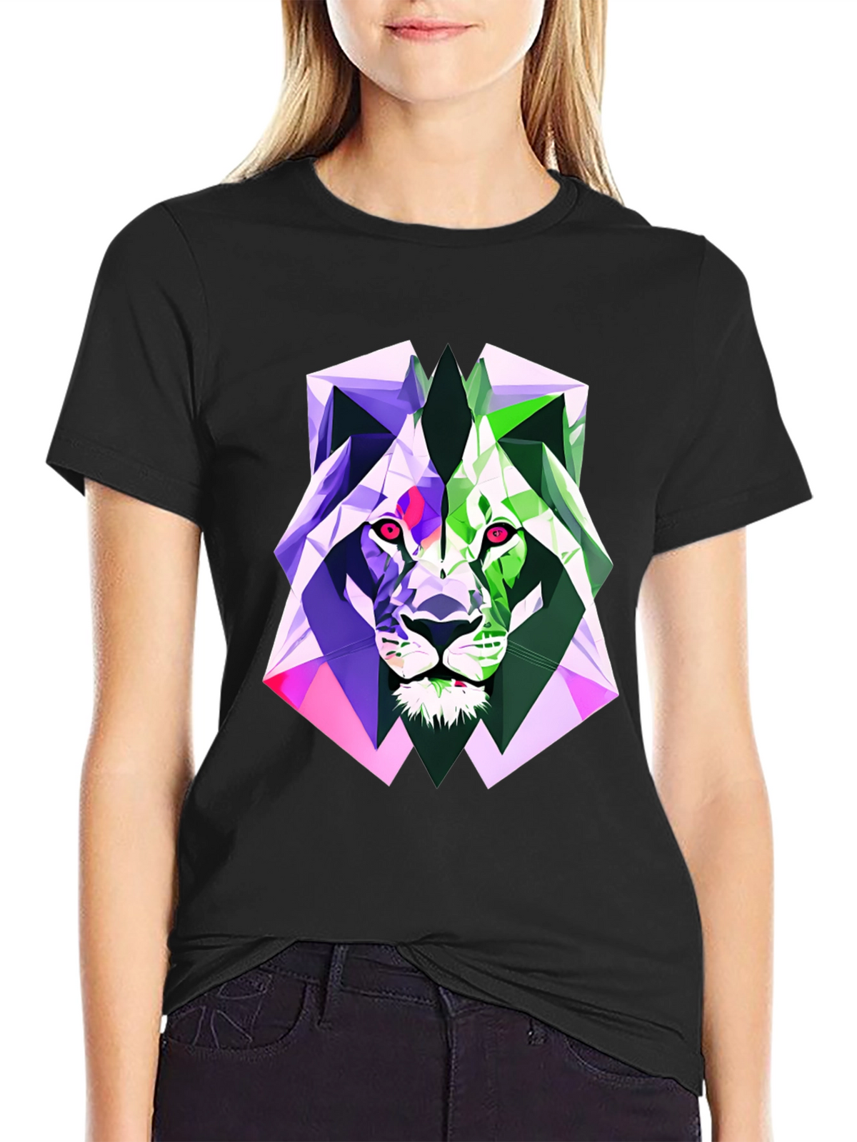 Geometric Lion Graphic Tee - Bold Style