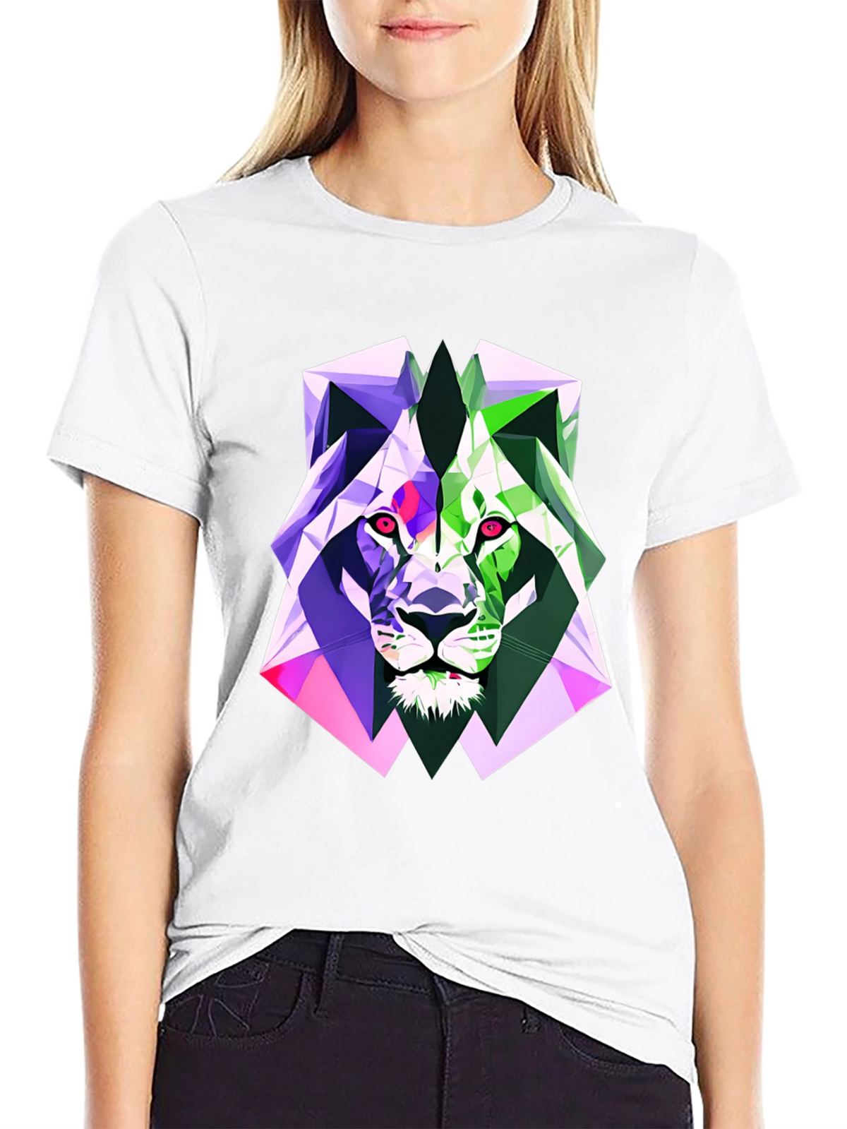 Geometric Lion Graphic Tee - Bold Style