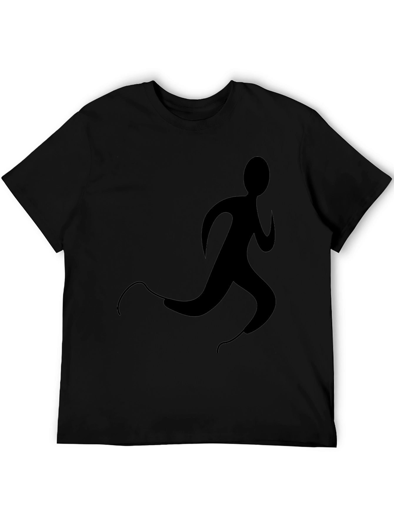Mens Black T-Shirt with Runner Graphic