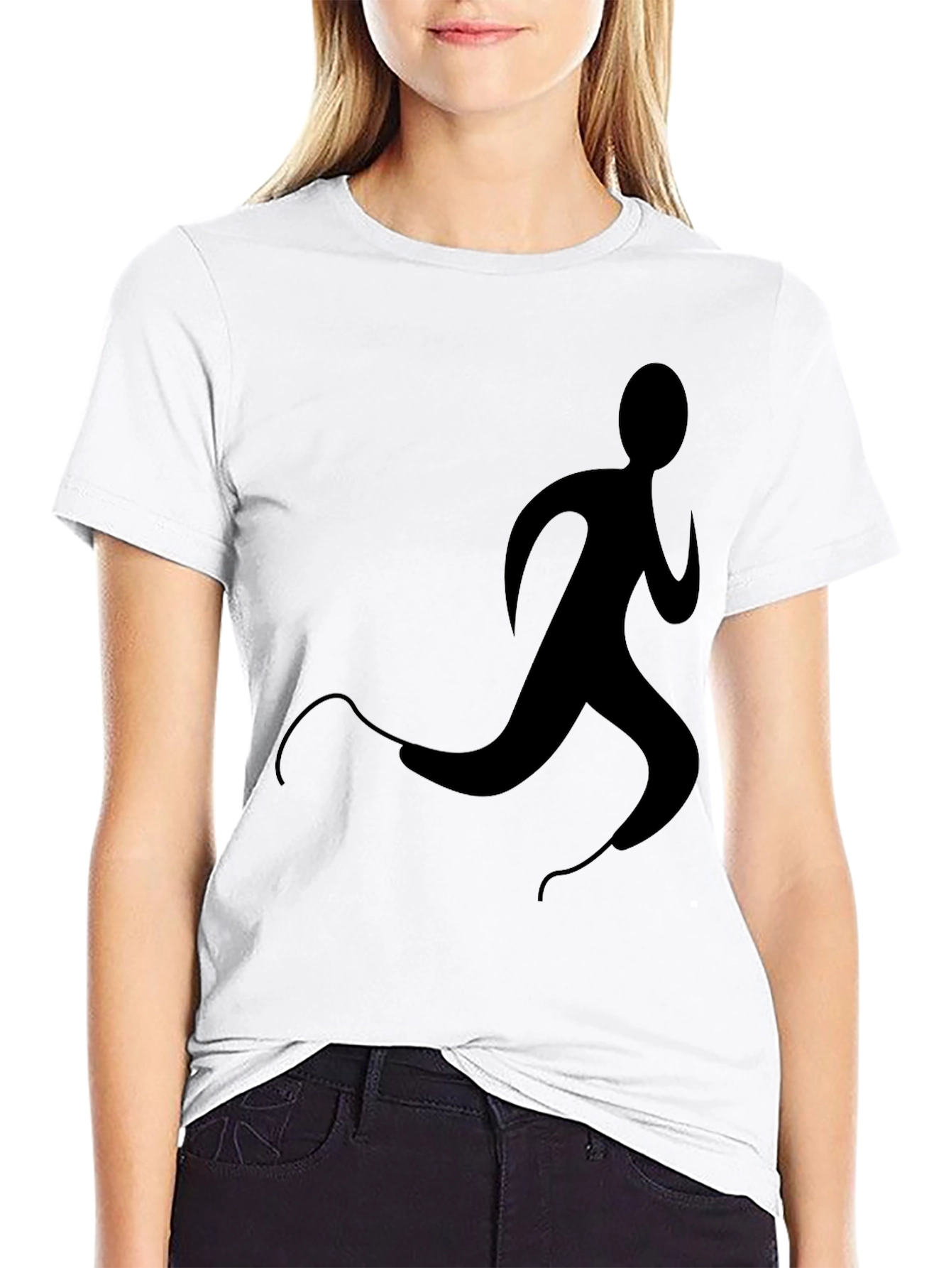 Mens Black T-Shirt with Runner Graphic
