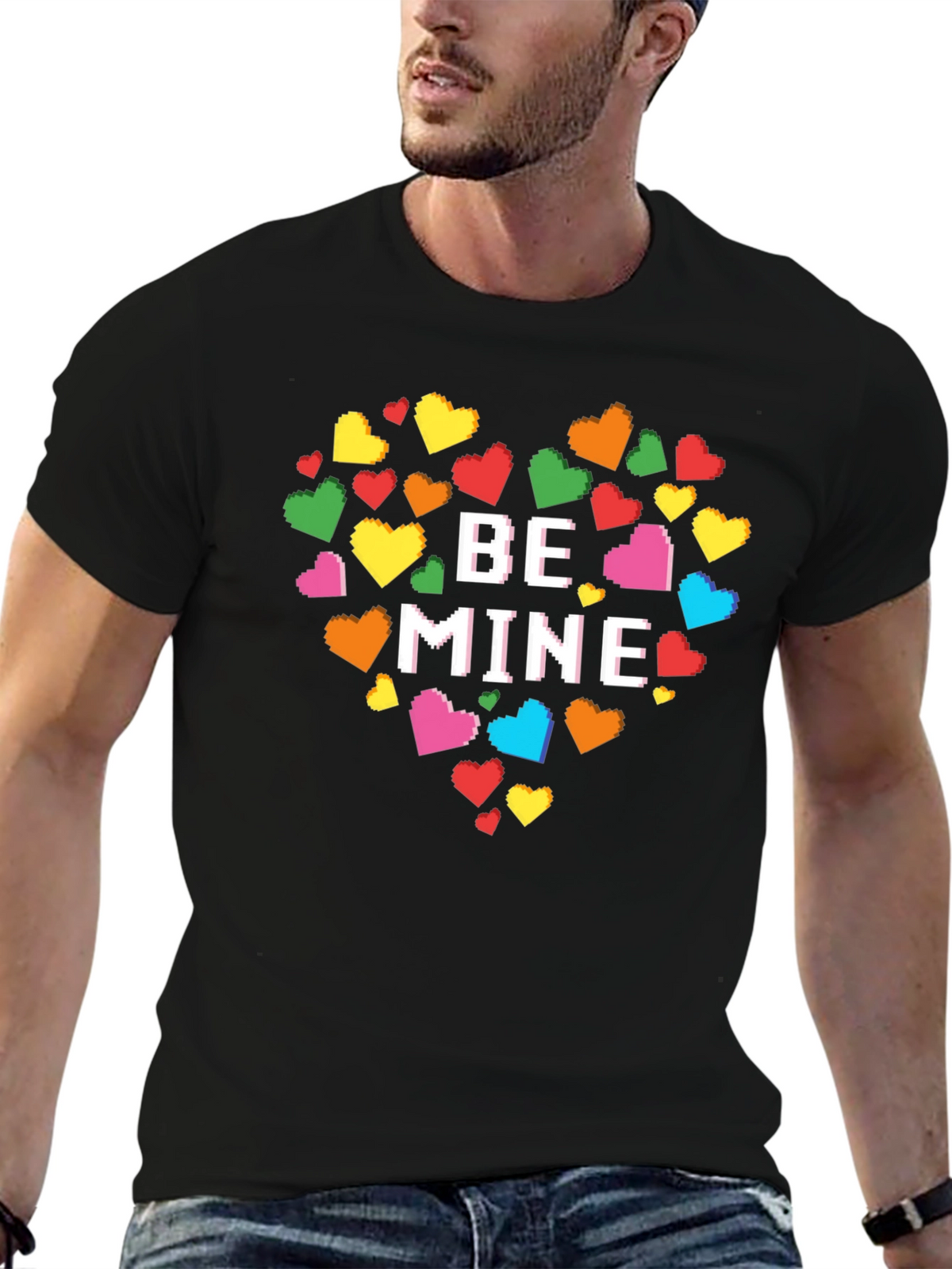 Be Mine Pixel Heart T-Shirt - Valentines Day Gift