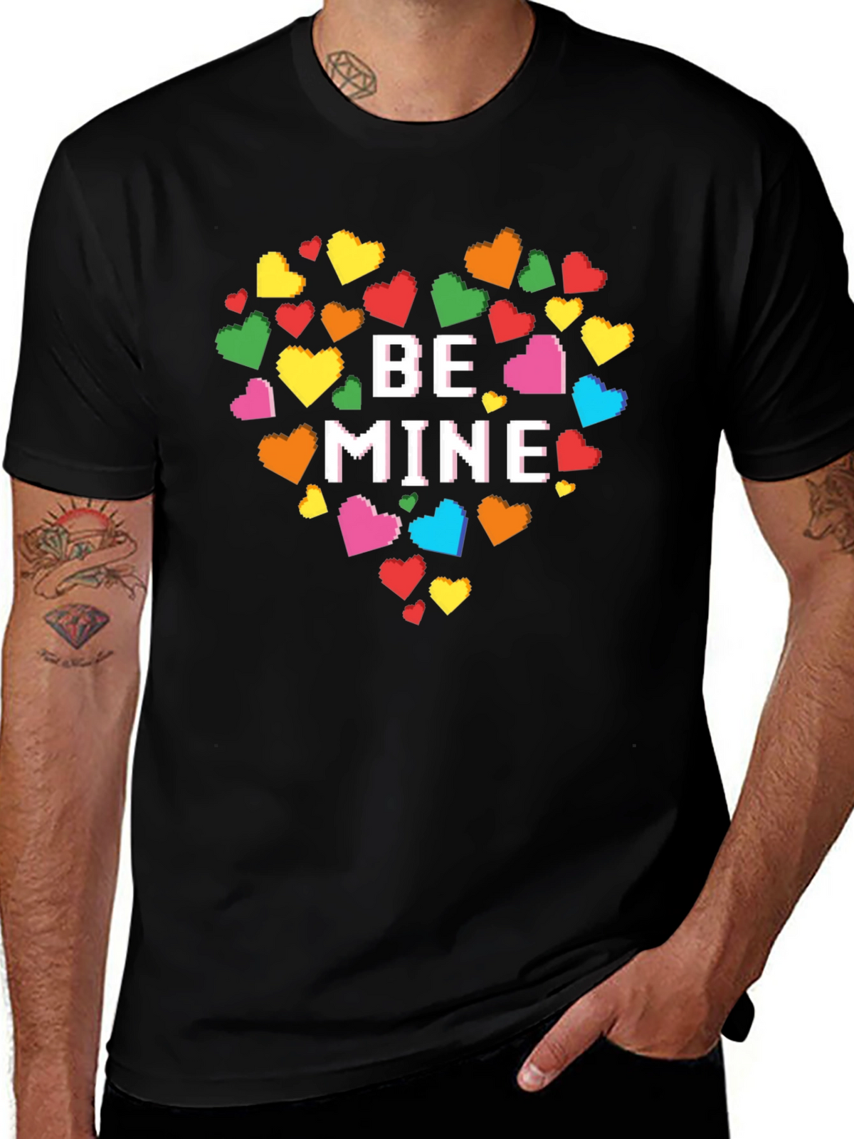Be Mine Pixel Heart T-Shirt - Valentines Day Gift