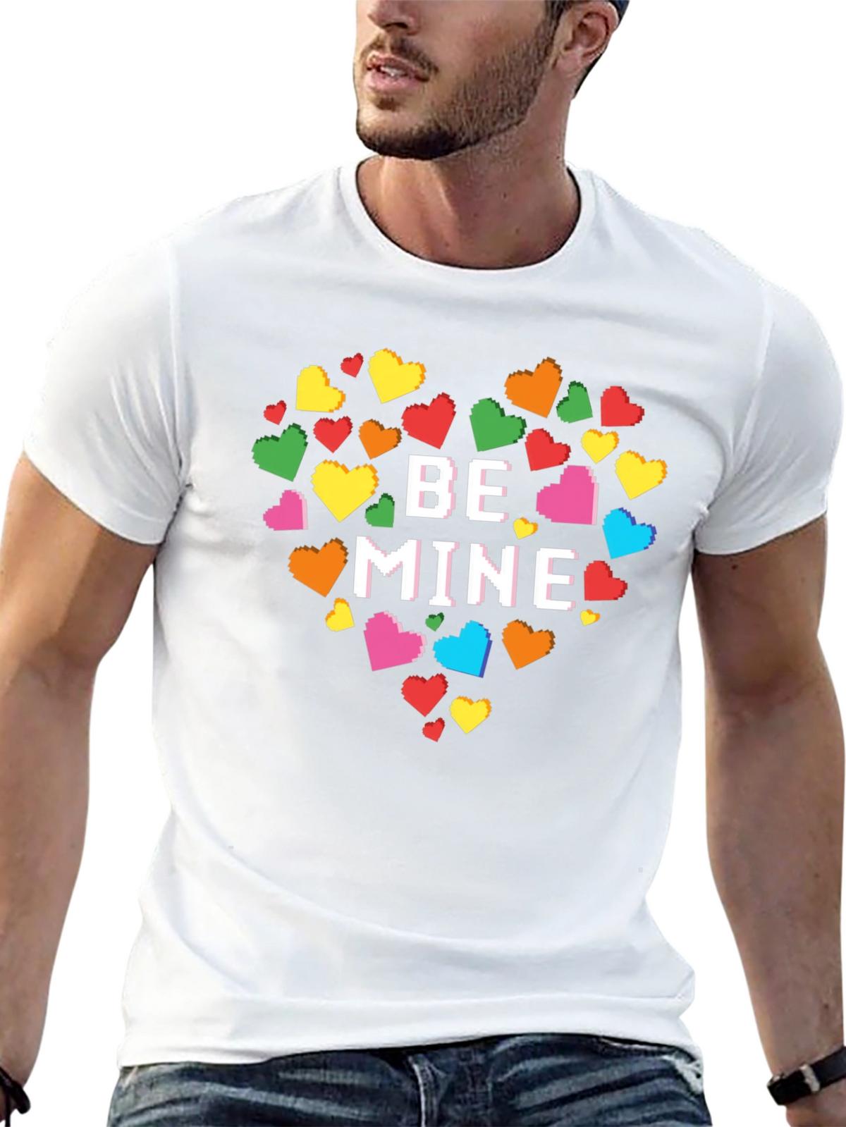 Be Mine Pixel Heart T-Shirt - Valentines Day Gift