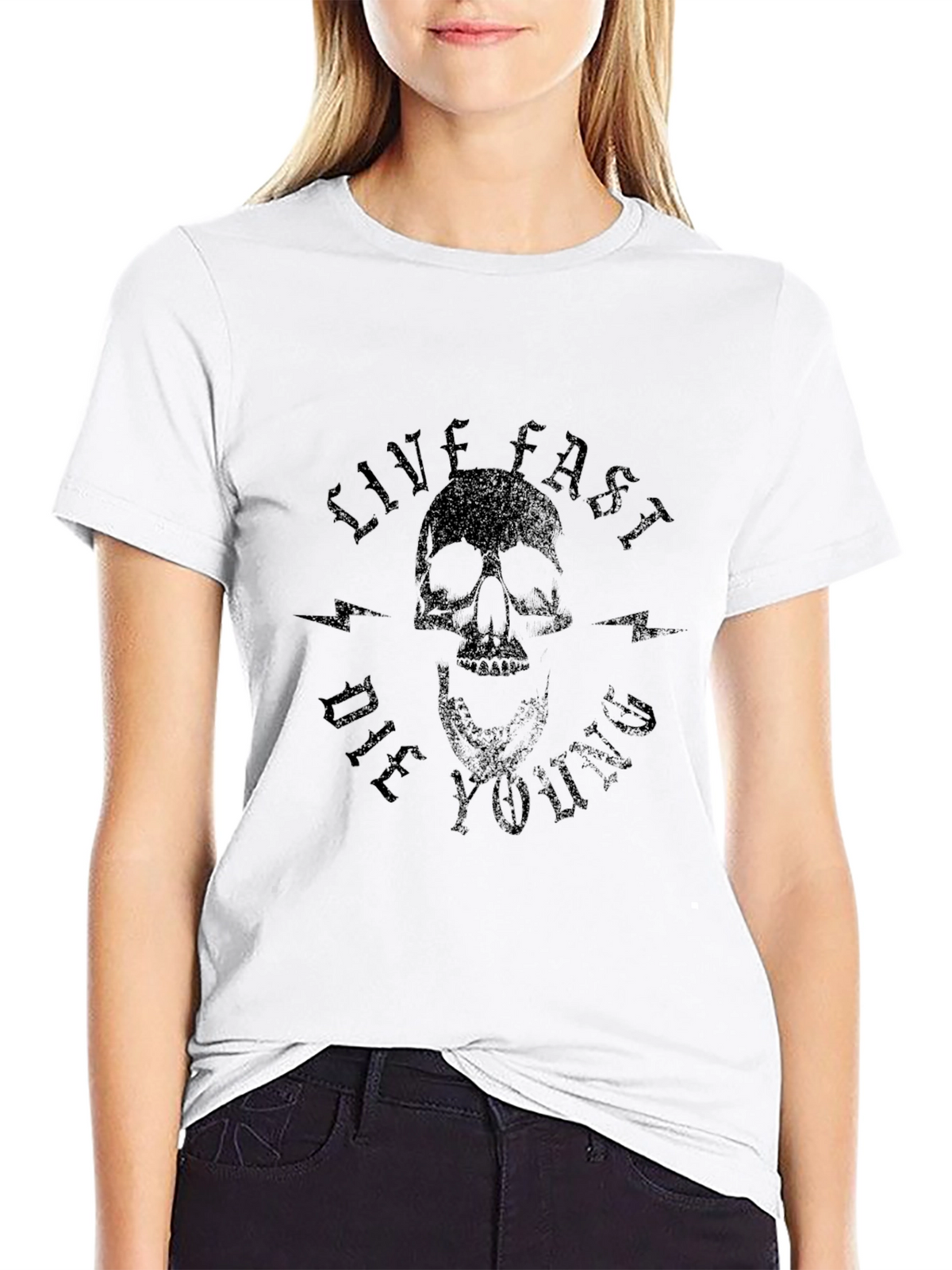 Live Fast Die Young Skull Graphic T-Shirt