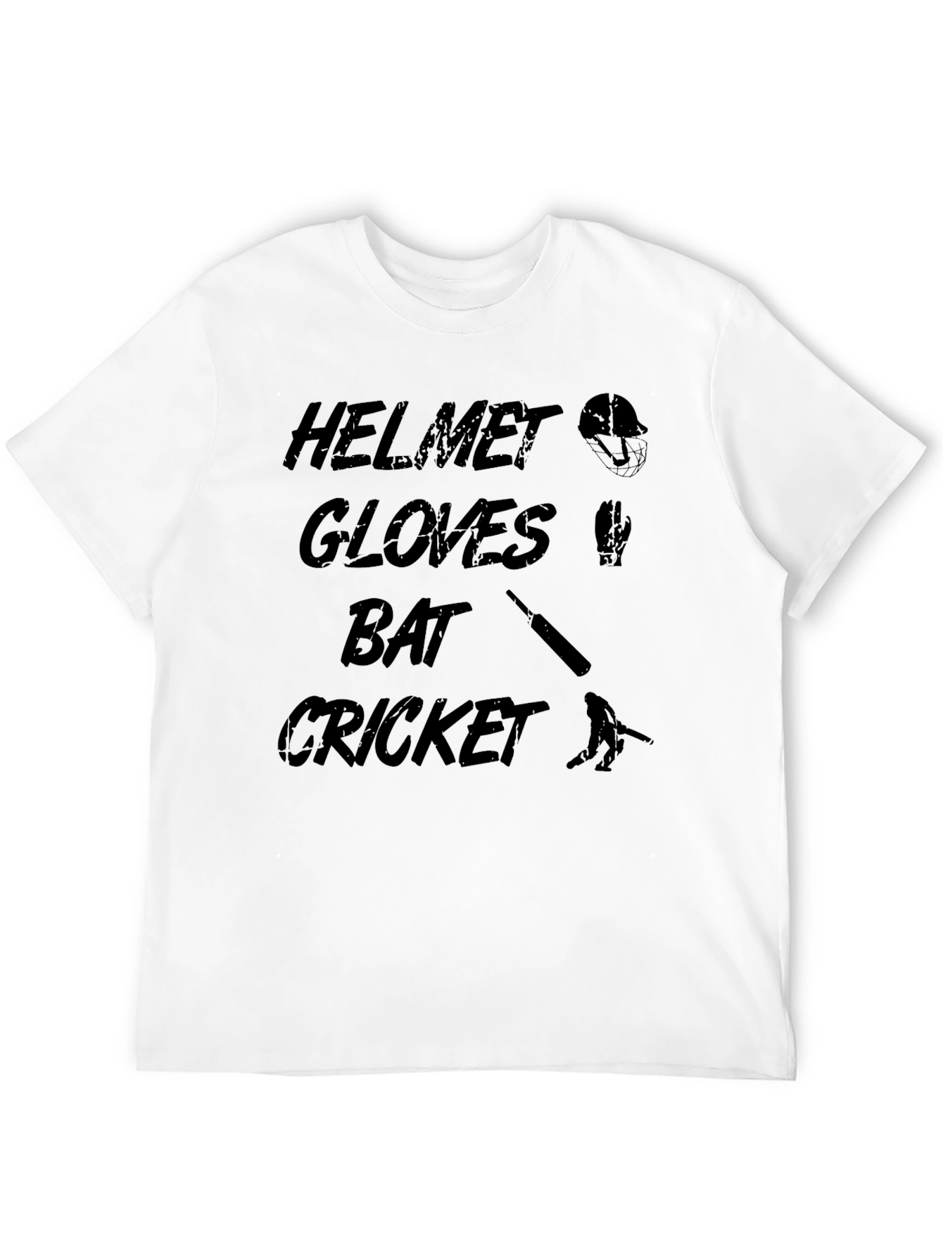 Cricket Helmet Gloves Bat T-Shirt