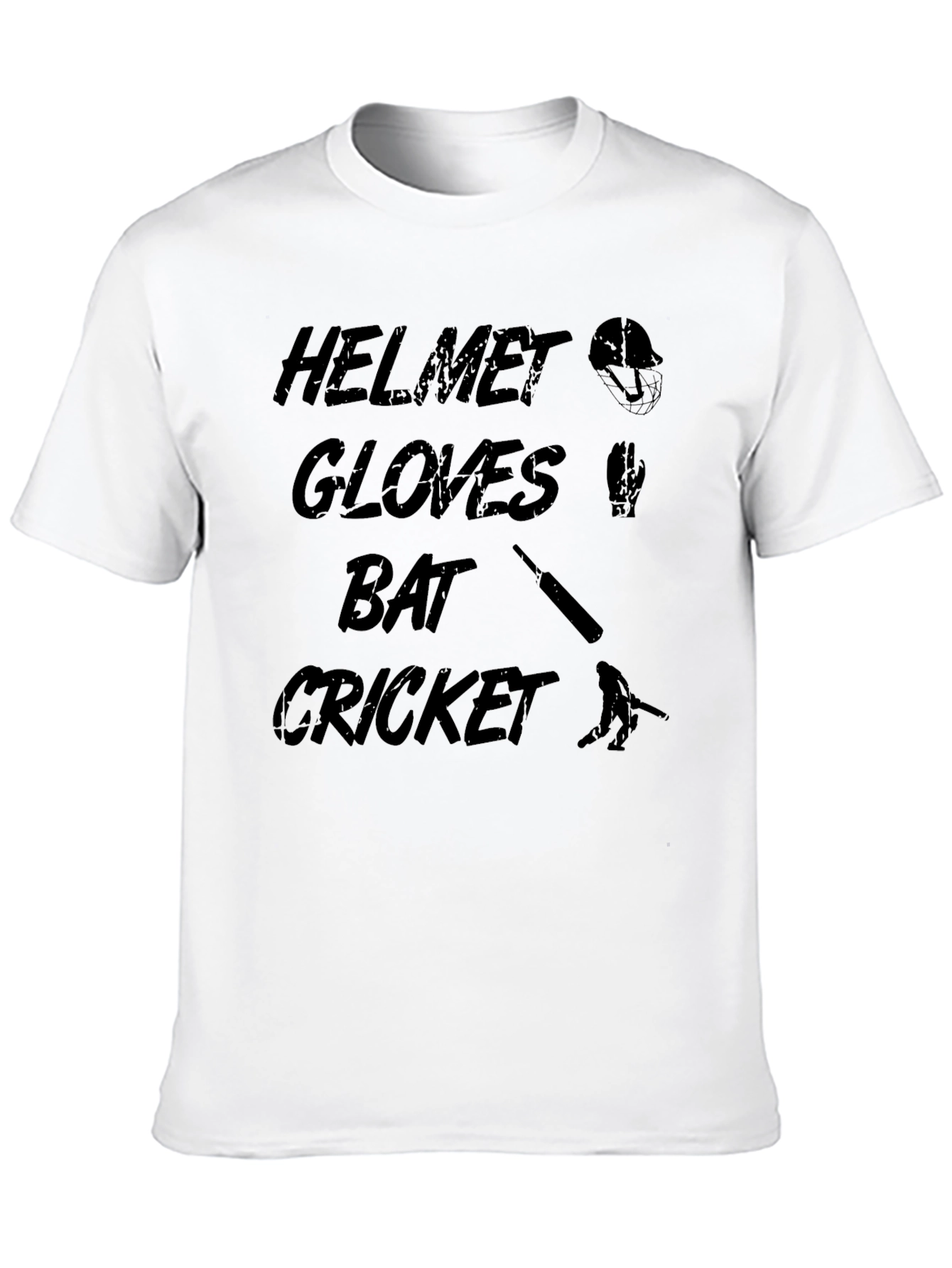 Cricket Helmet Gloves Bat T-Shirt
