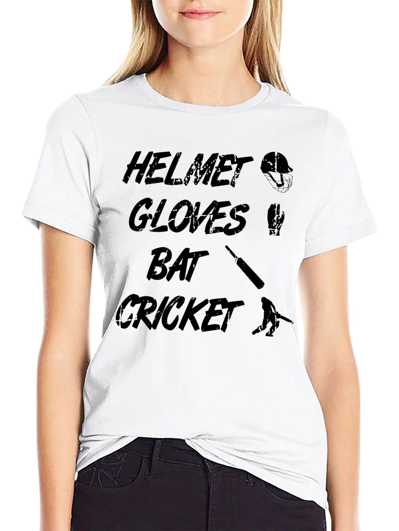 Cricket Helmet Gloves Bat T-Shirt