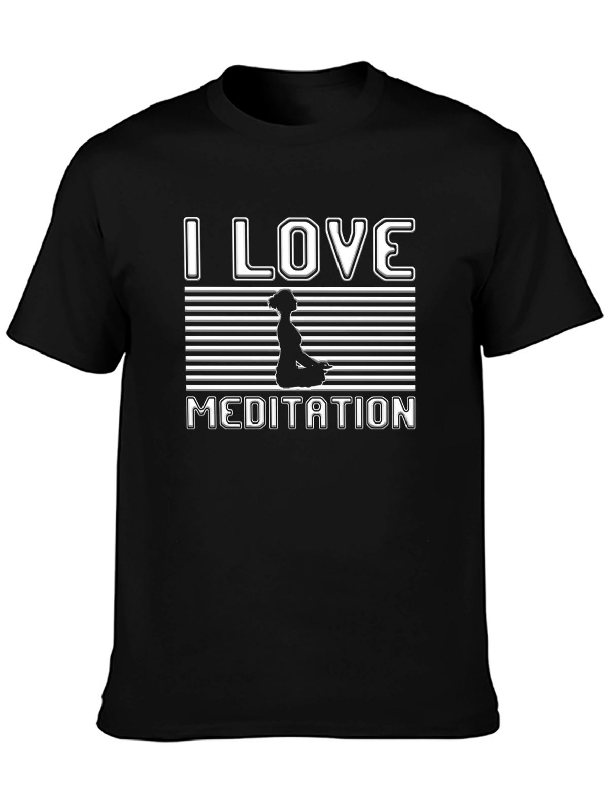I Love Meditation Black T-Shirt