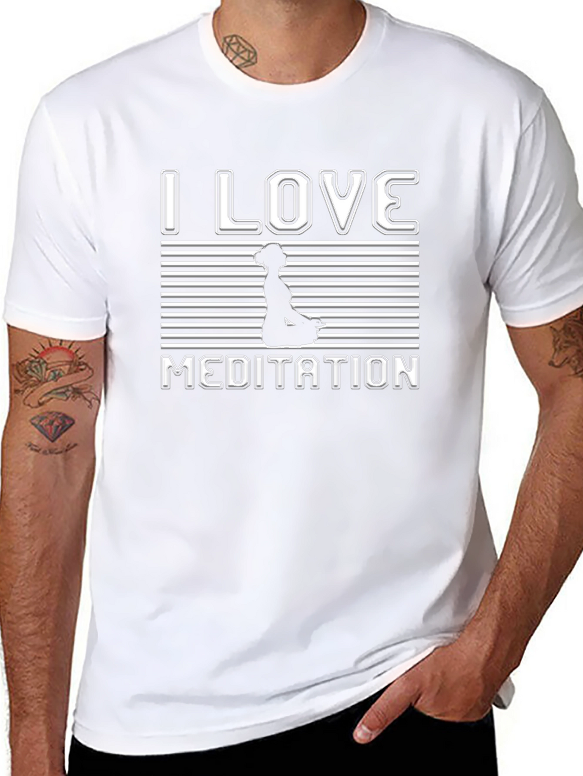 I Love Meditation Black T-Shirt