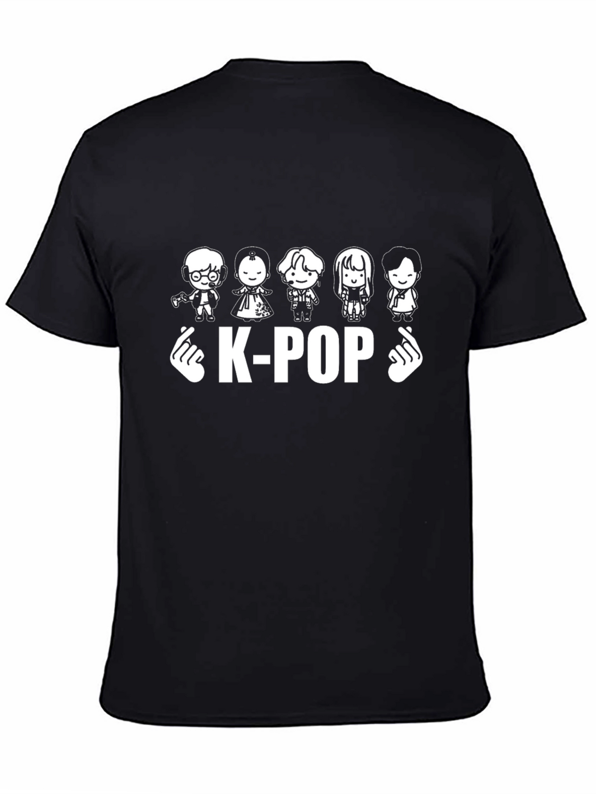 K-Pop Cartoon Style Black Tee