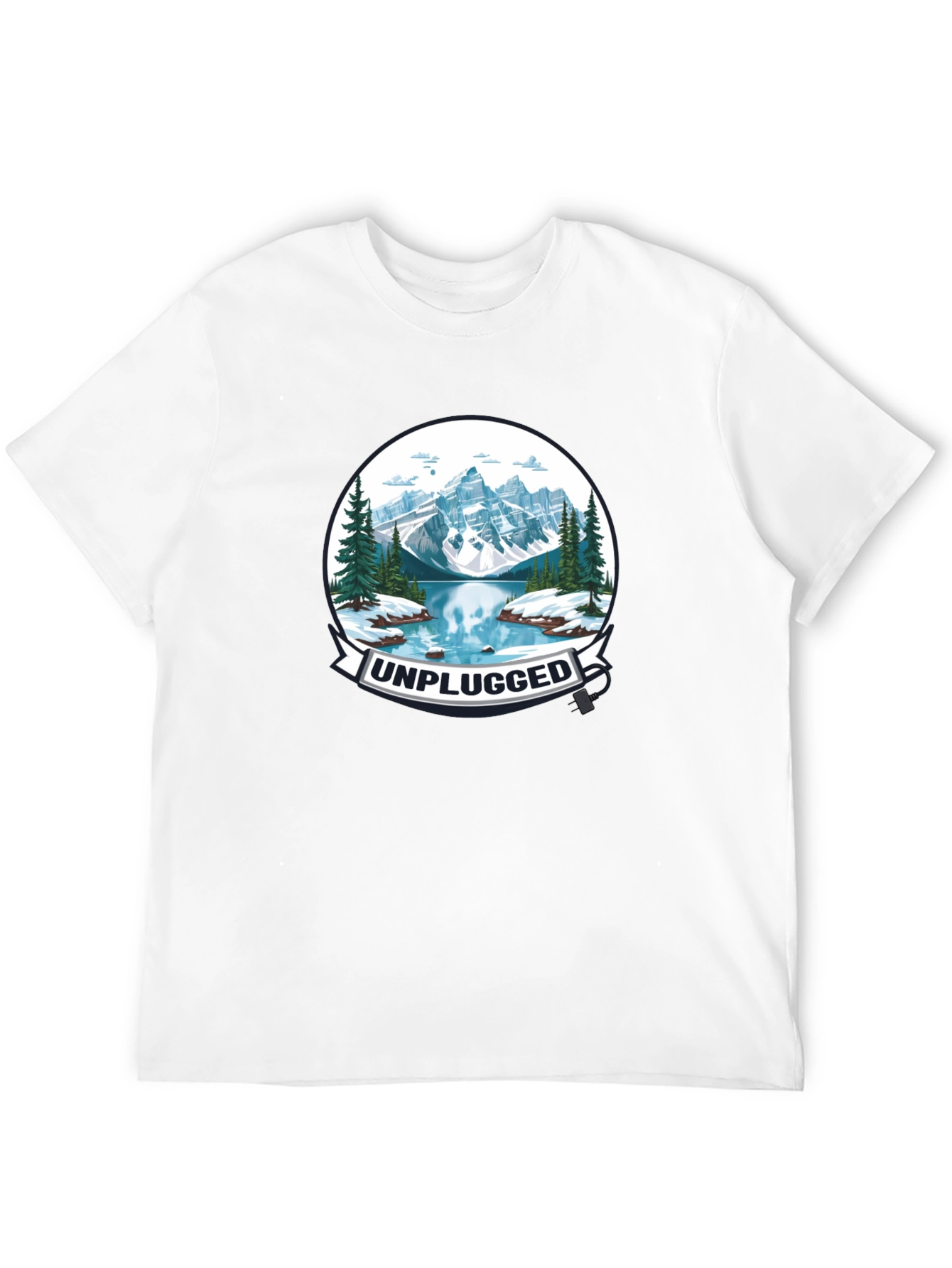 Unplugged Mountain Lake Graphic T-Shirt