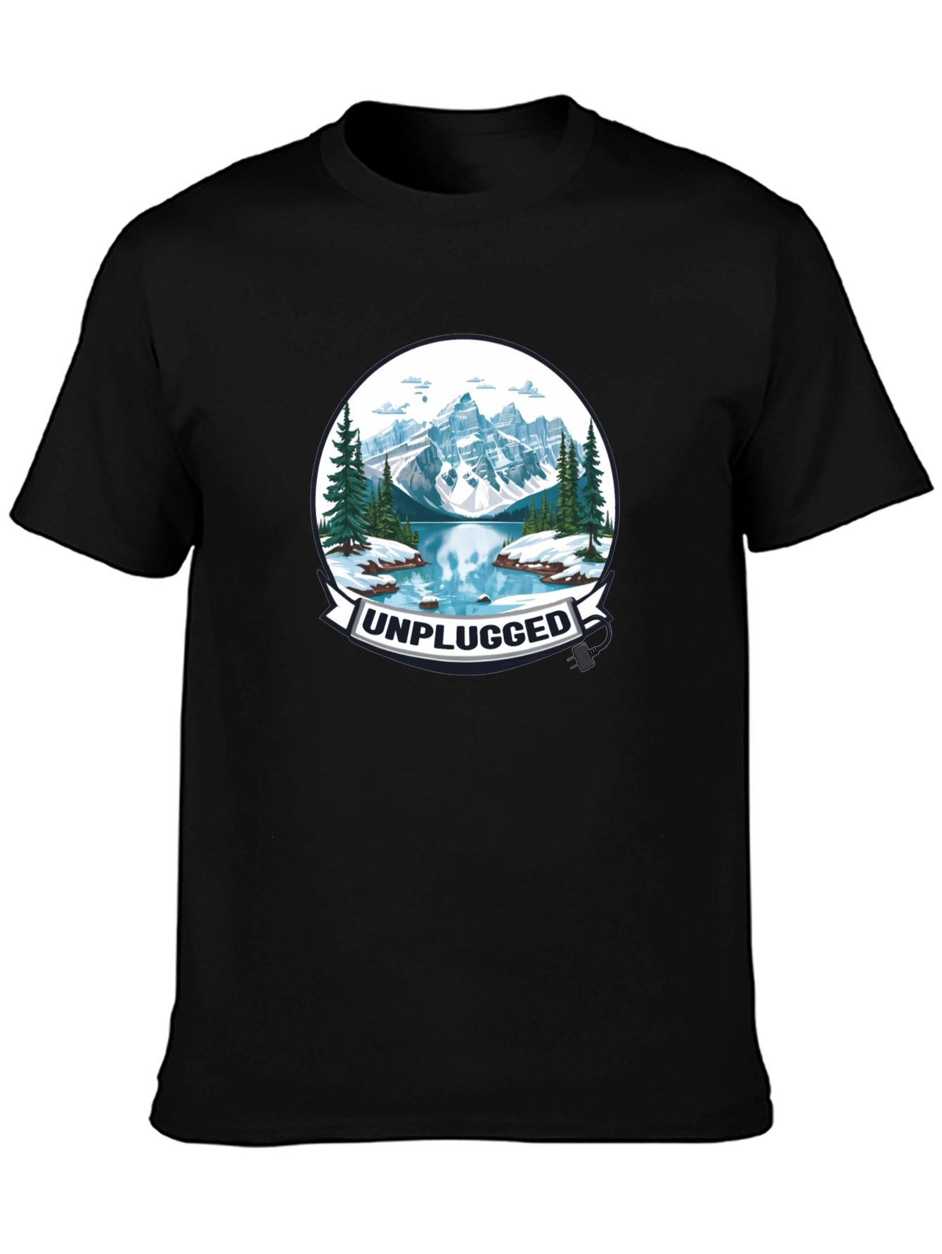 Unplugged Mountain Lake Graphic T-Shirt