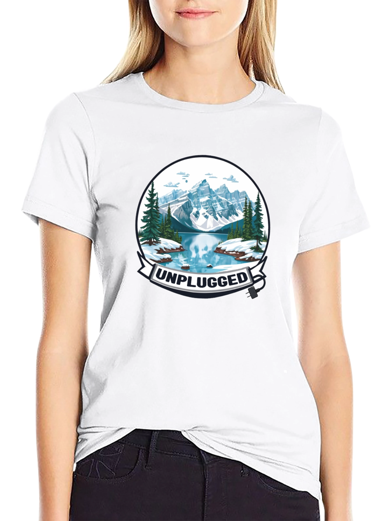 Unplugged Mountain Lake Graphic T-Shirt