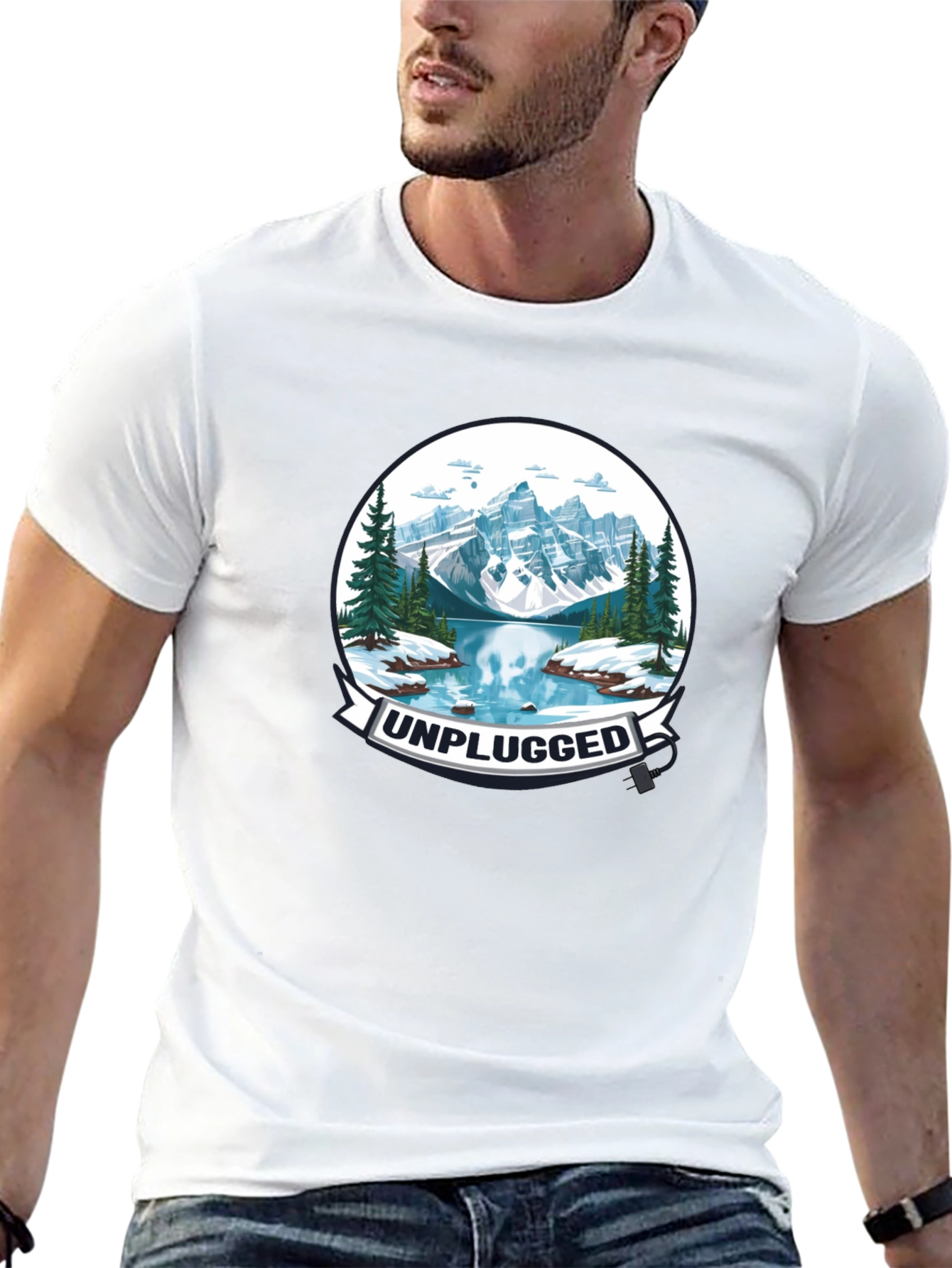 Unplugged Mountain Lake Graphic T-Shirt