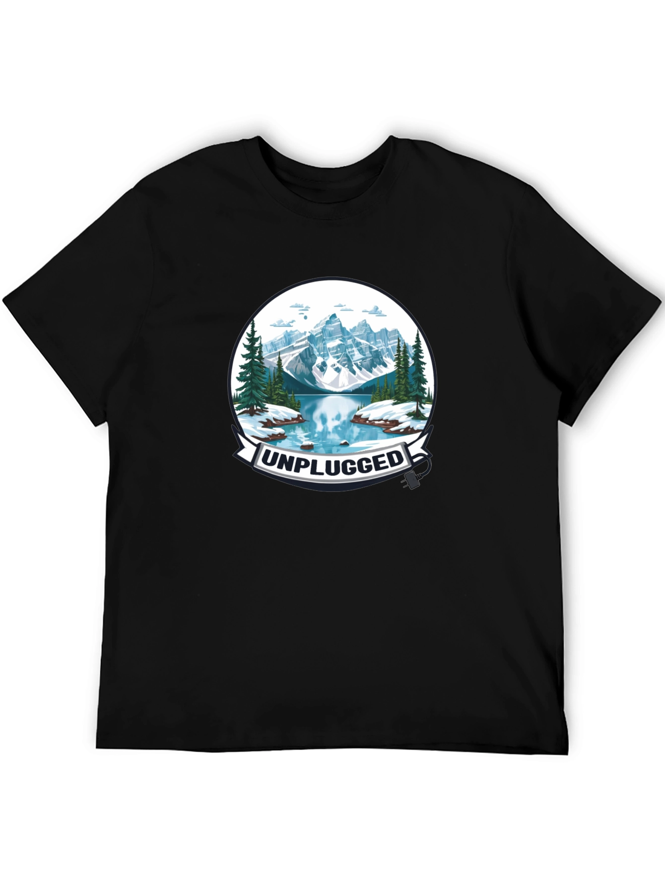 Unplugged Mountain Lake Graphic T-Shirt