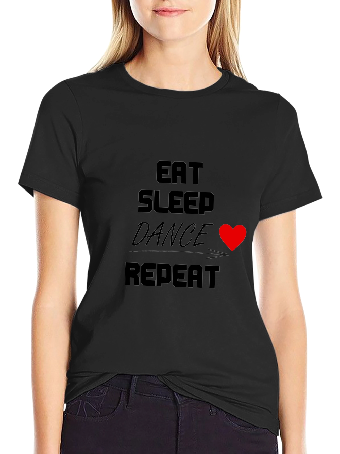 Eat Sleep Dance Repeat T-Shirt Black Crew Neck Tee