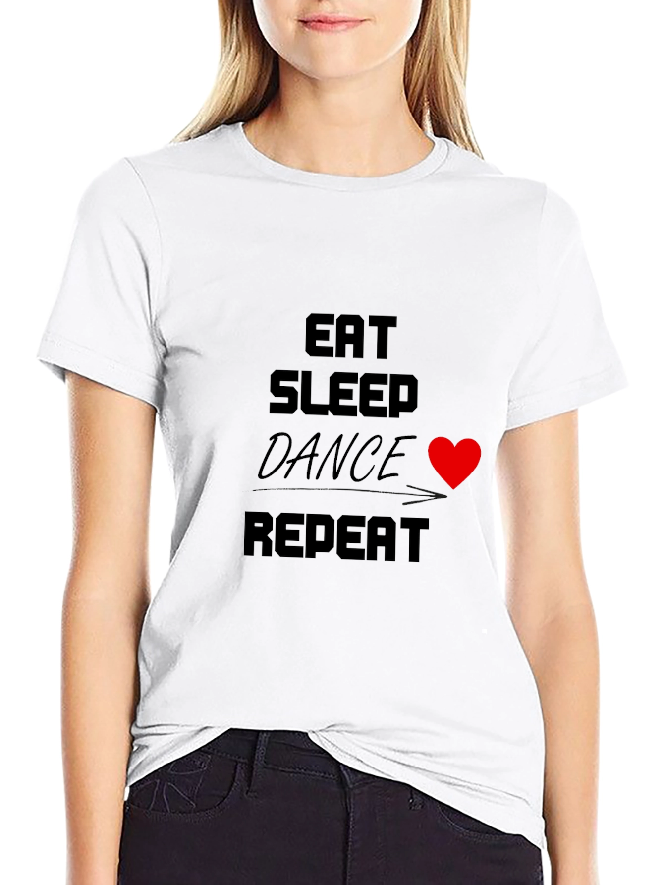 Eat Sleep Dance Repeat T-Shirt Black Crew Neck Tee