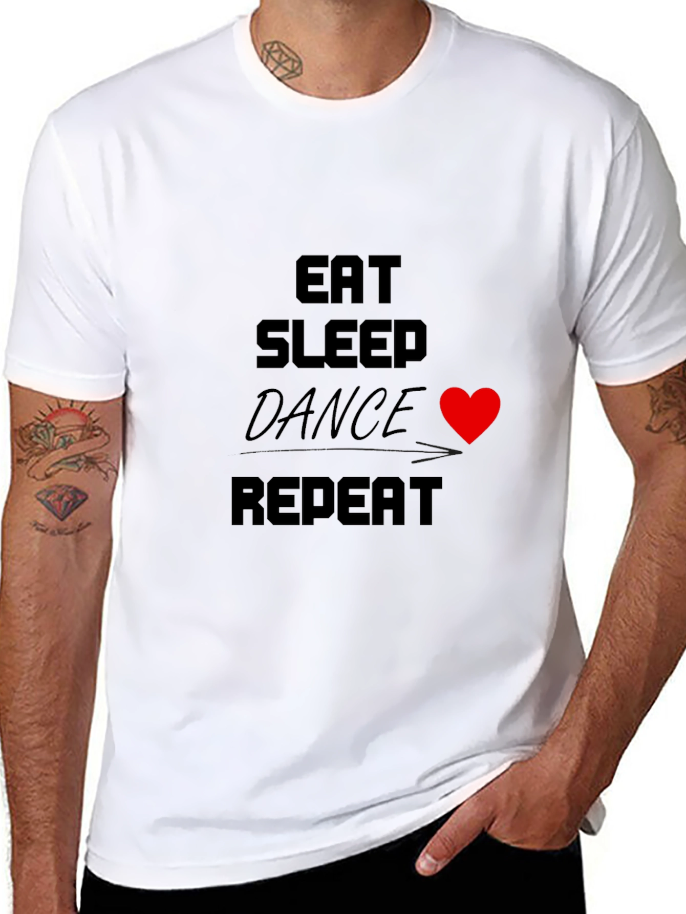 Eat Sleep Dance Repeat T-Shirt Black Crew Neck Tee