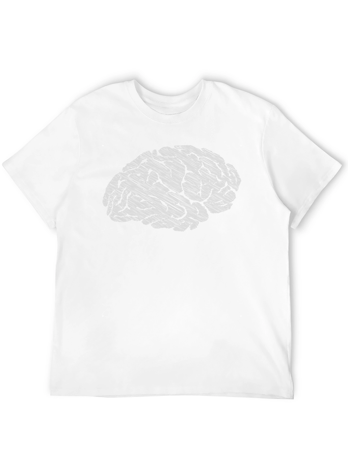Brain Sketch Graphic Tee - Black Cotton Casual T-Shirt