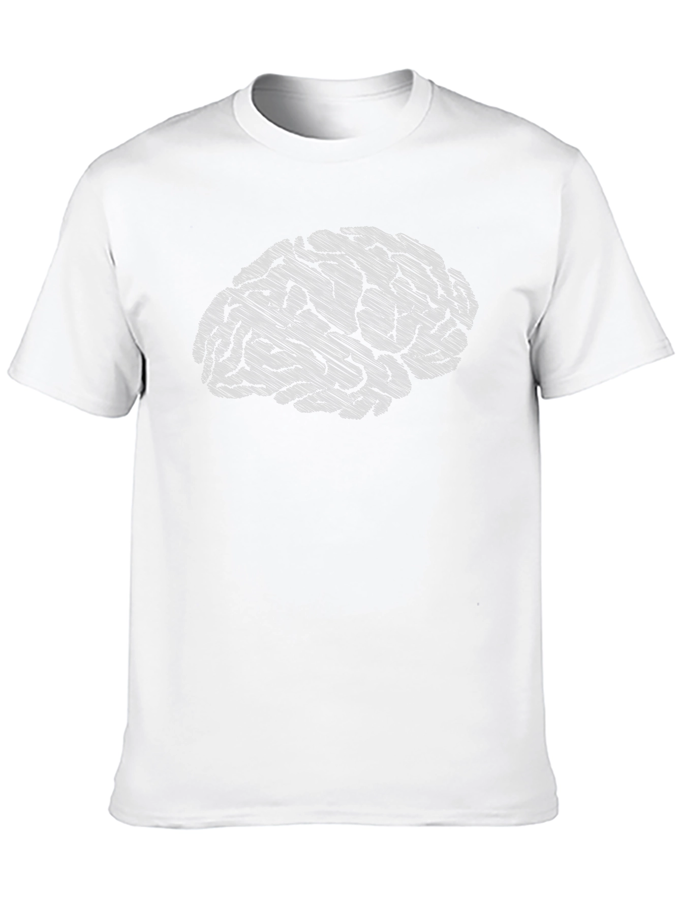 Brain Sketch Graphic Tee - Black Cotton Casual T-Shirt