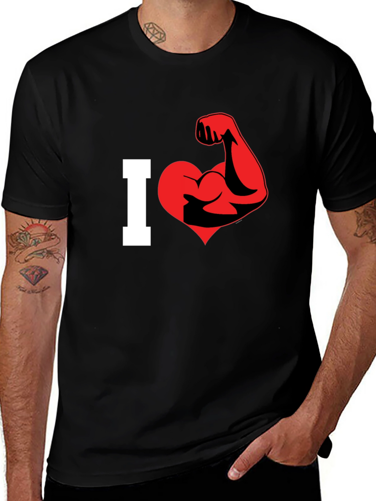 I Love Muscles Graphic T-Shirt - Black